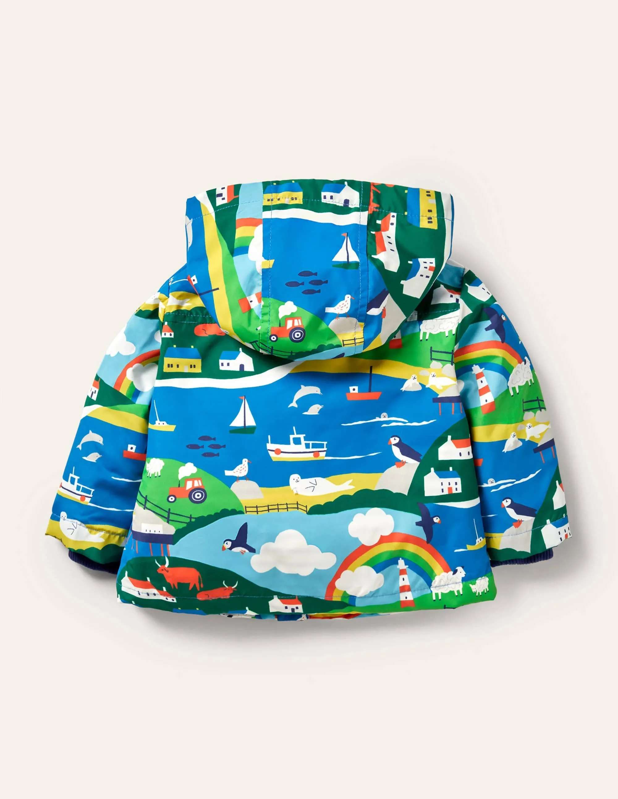 3-in-1 Printed Jacket-Multi Coastal Scene