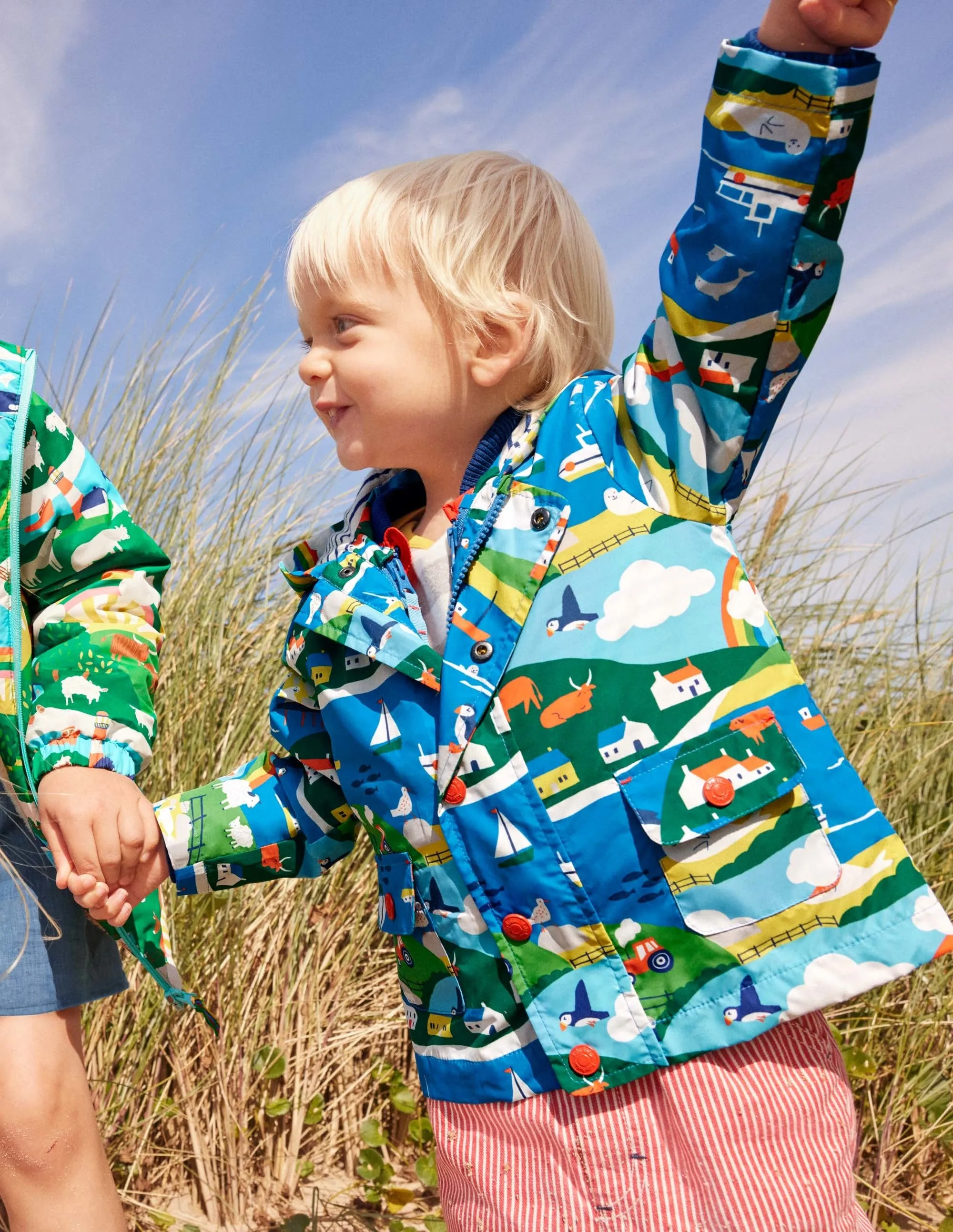 3-in-1 Printed Jacket-Multi Coastal Scene