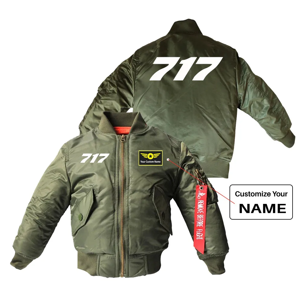 717 Flat Text Designed Children Bomber Jackets