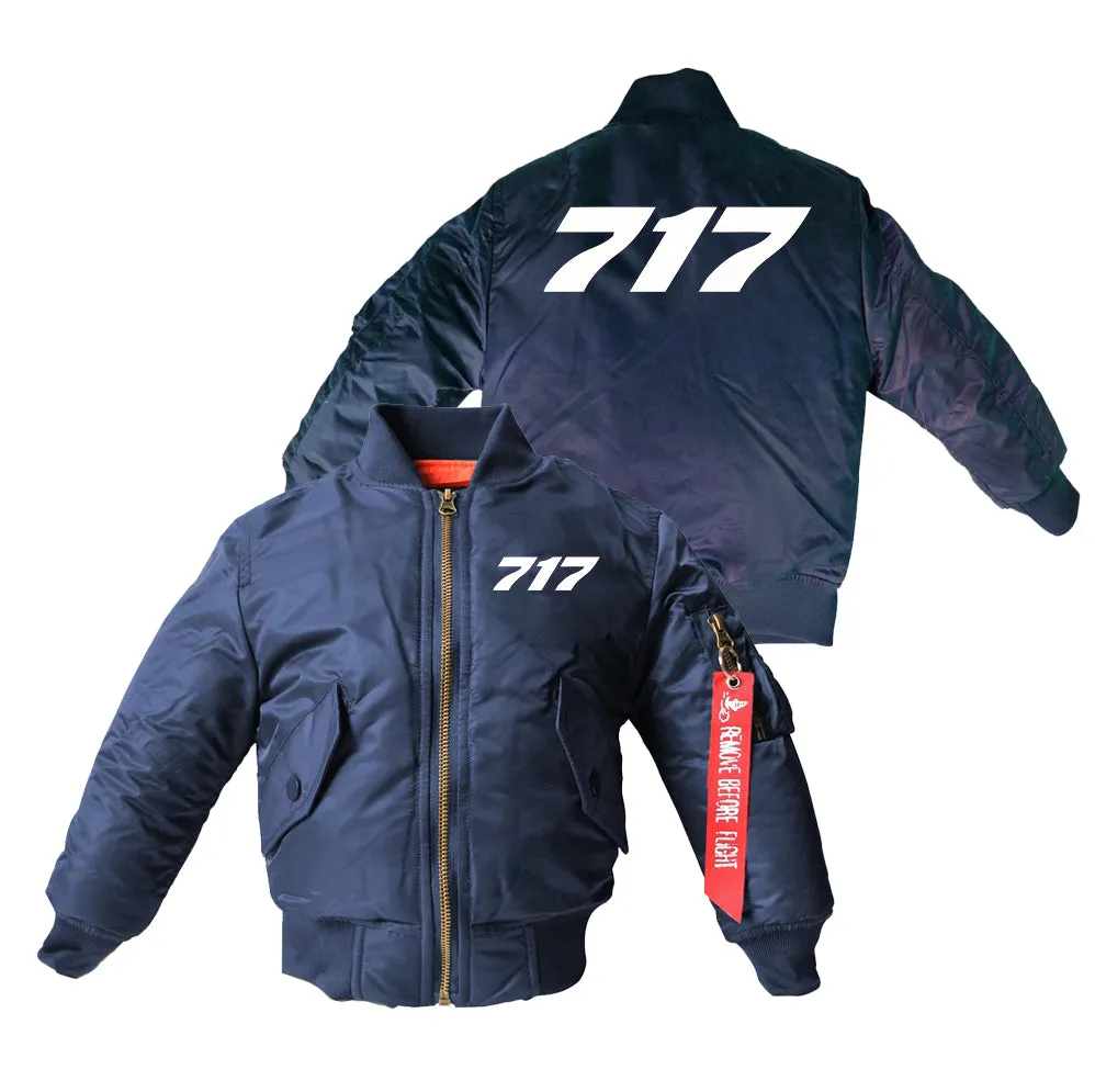 717 Flat Text Designed Children Bomber Jackets