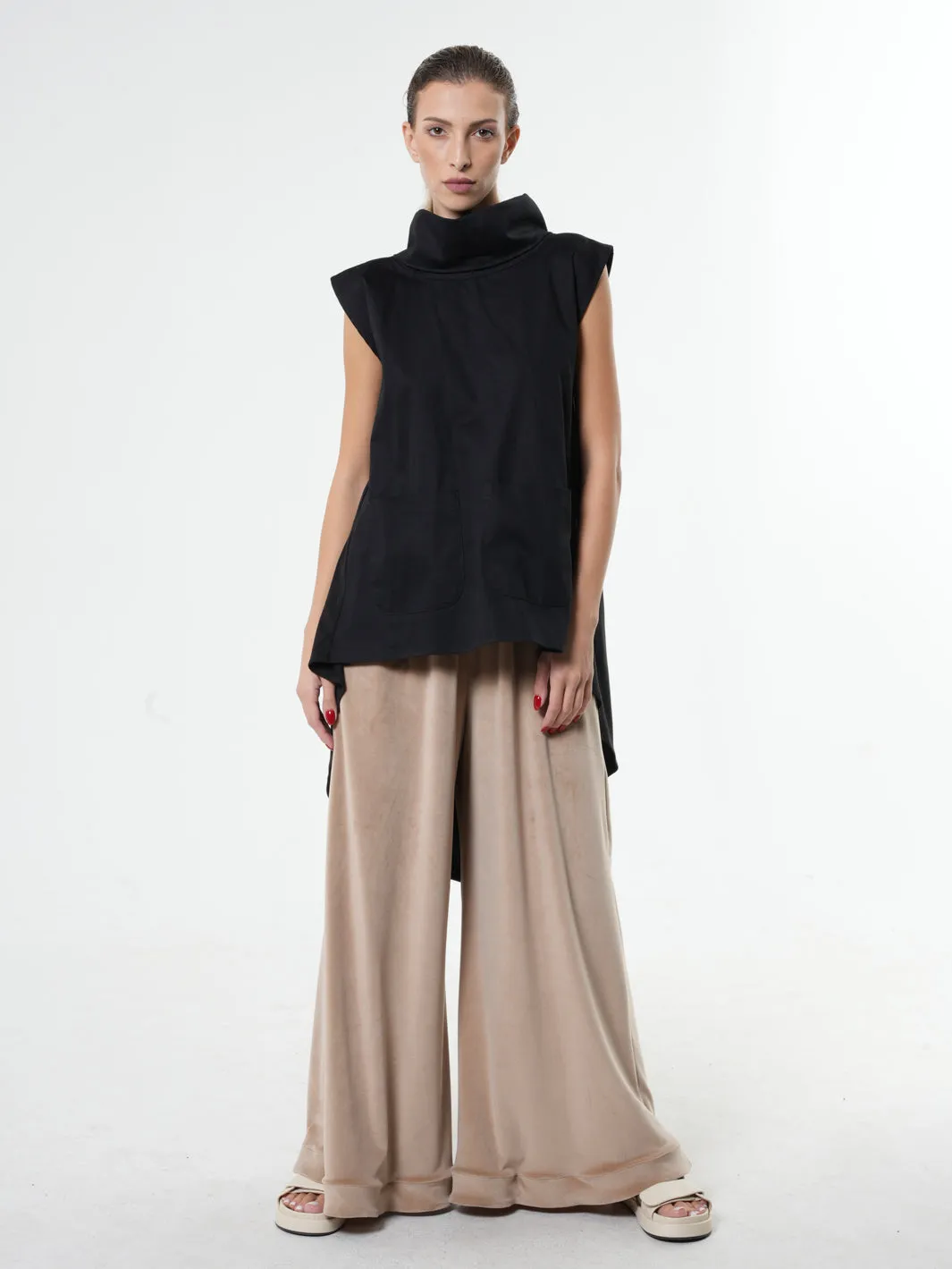 Asymmetric Tunic With Open Back In Black