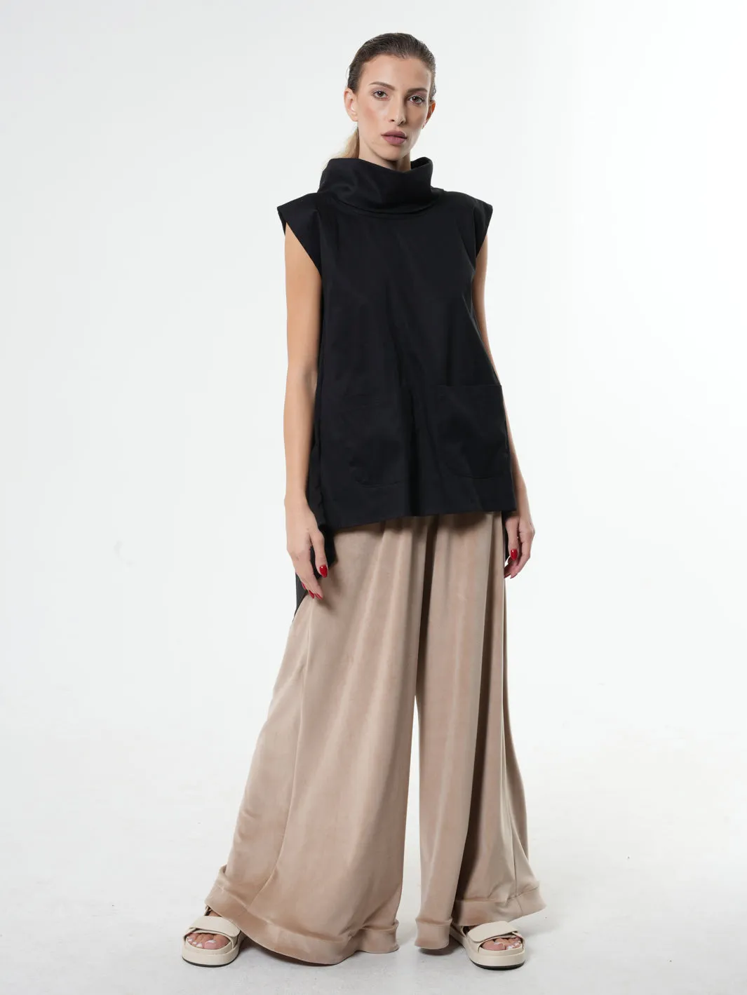 Asymmetric Tunic With Open Back In Black