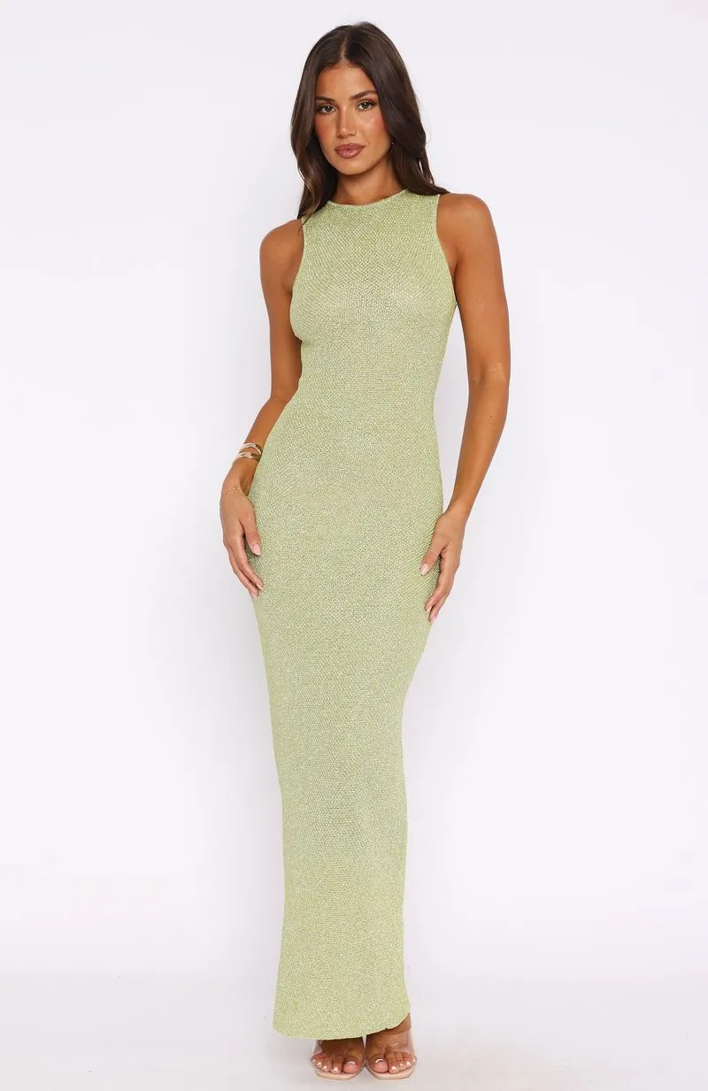 At Dusk Knit Maxi Dress Apple