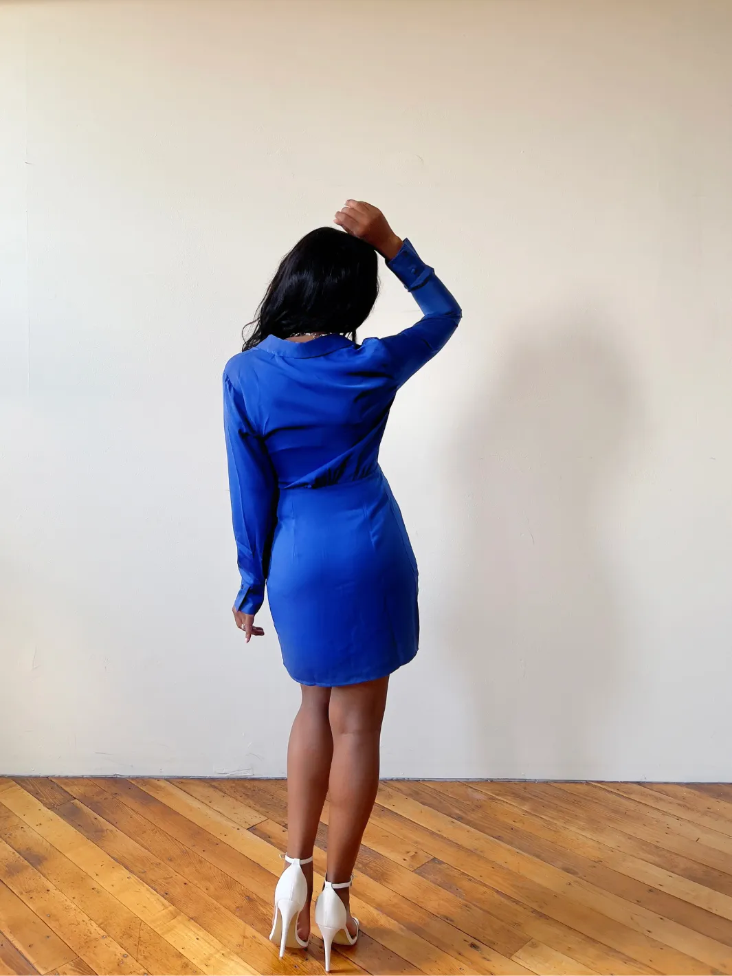 Blue Satin Mini Dress