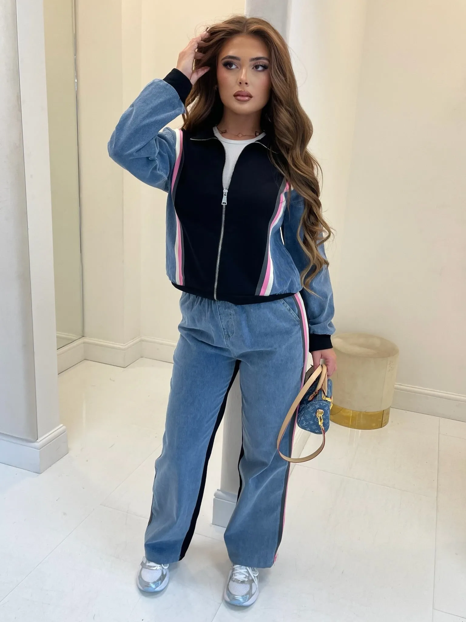 CIARA DENIM BOMBER 2 PIECE SET