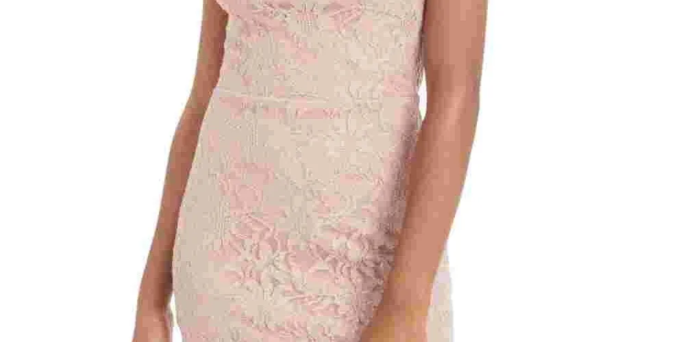City Studios Women's Embroidered Sleeveless Halter Short Body Con Cocktail Dress Pink Size 13