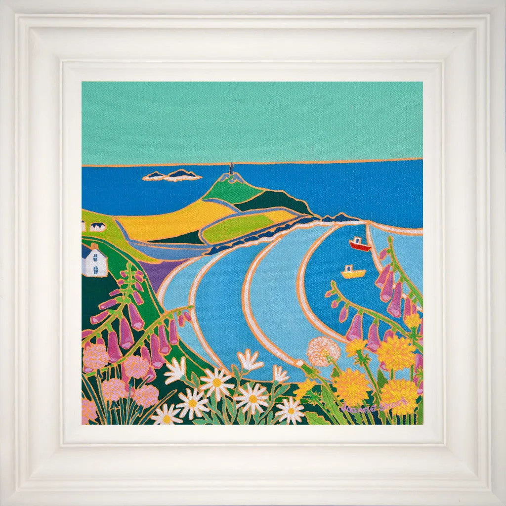 Cornwall Art Gallery Joanne Short Painting. 'Wild Cornish Flowers, Cape Cornwall'. 12 x 12 inches oil on canvas