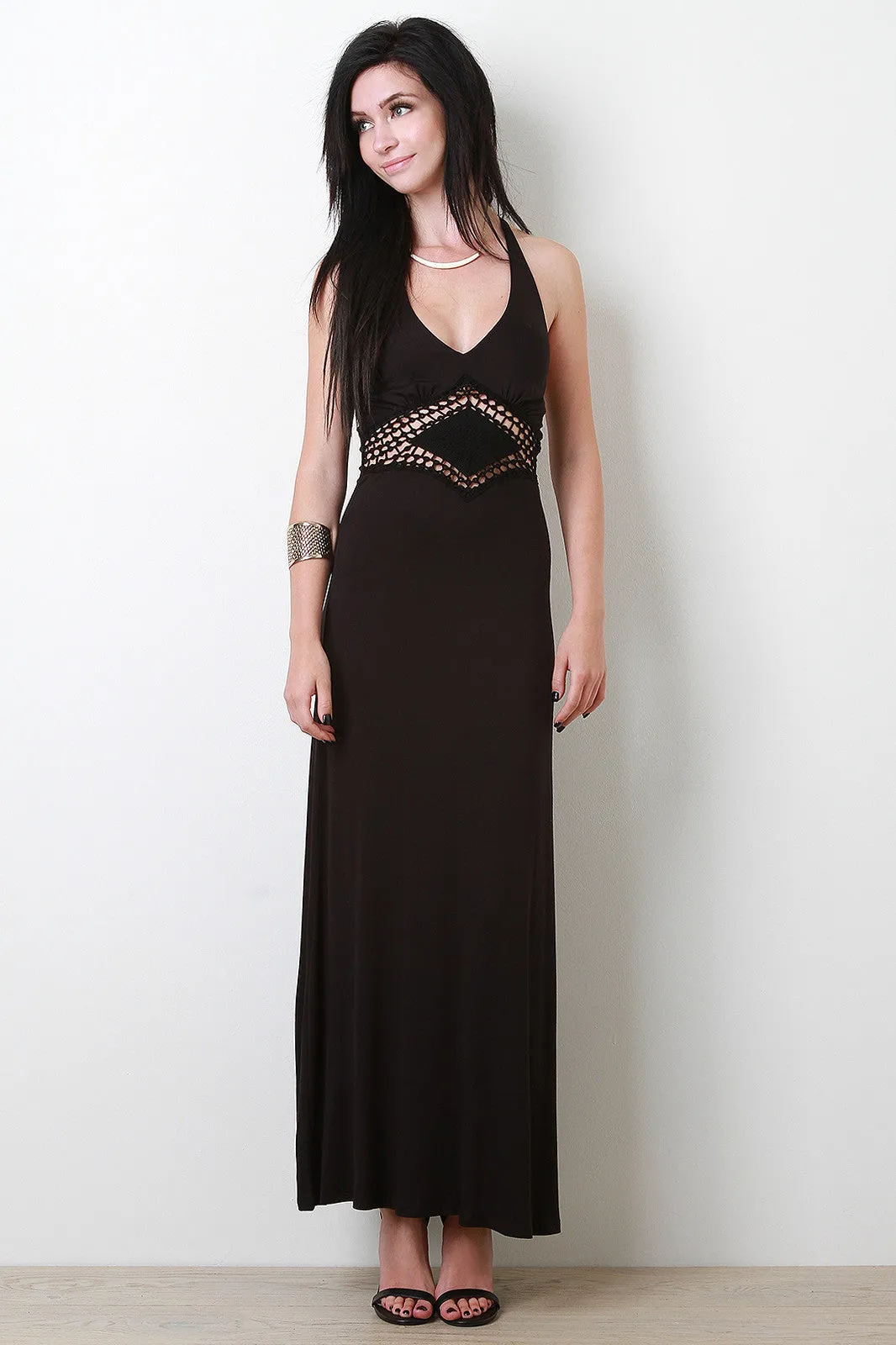 Crochet Midsection Maxi Dress