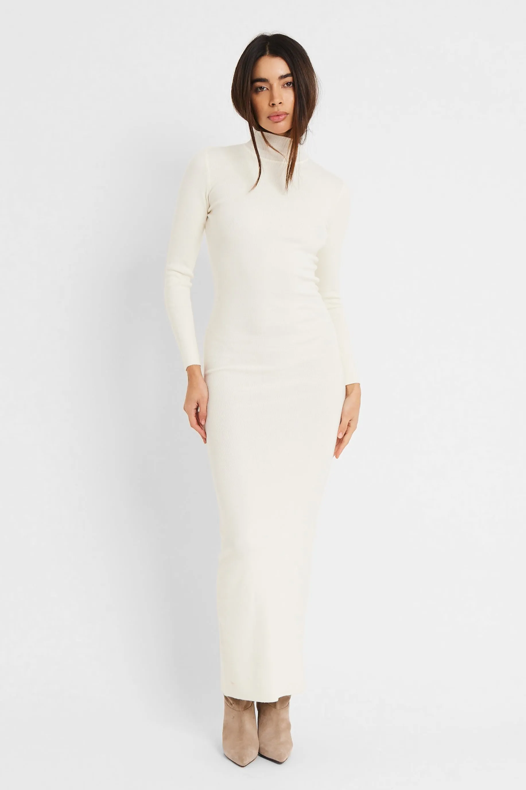 Fine Knit Maxi Dress - Cream