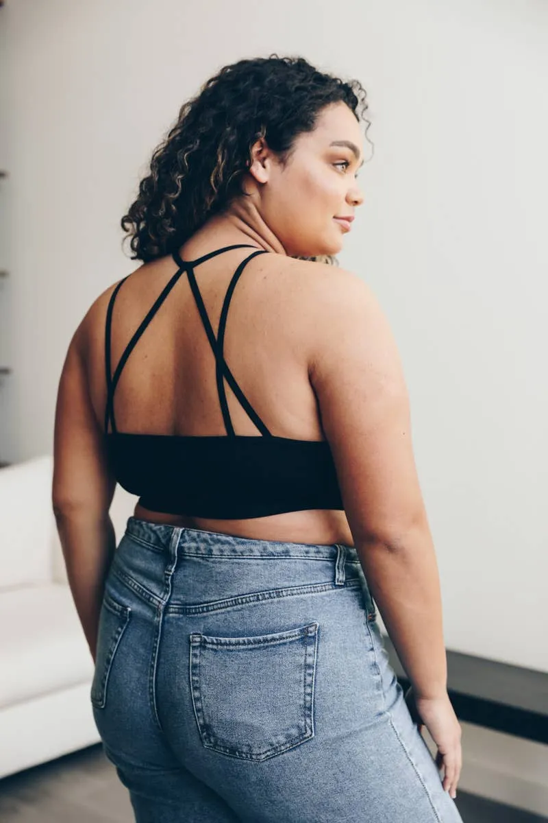Floral Cutout High Neck Bralette-Plus