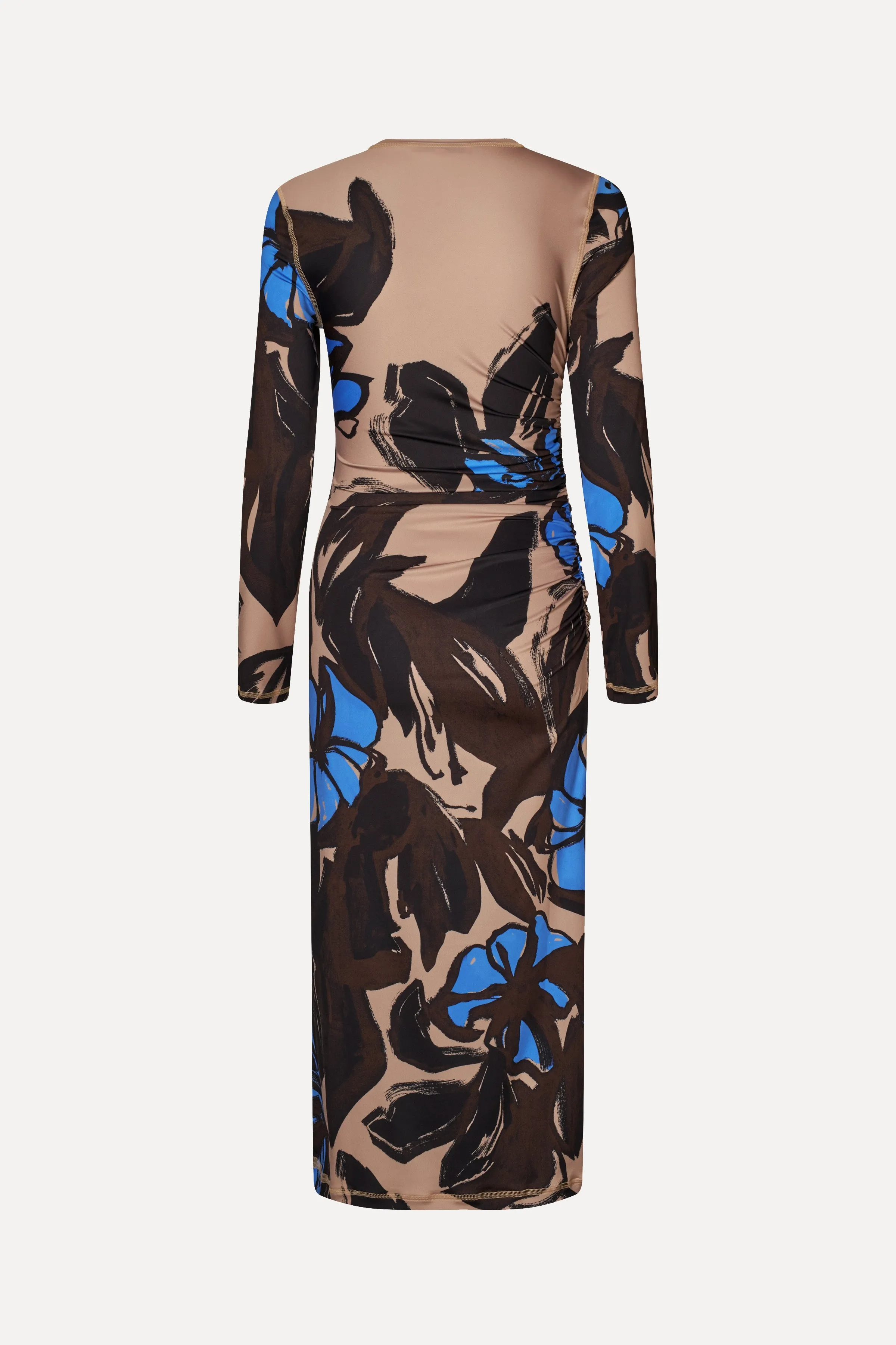 Gathered Long Sleeve Midi Dress - Eccentric Floral