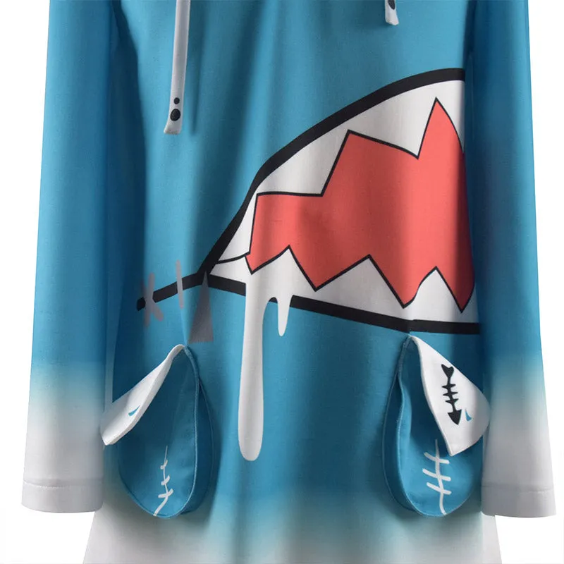 Gawr Gura Cosplay Hololive Virtual Vtuber Costume Cute Blue Shark Coat Hoodie