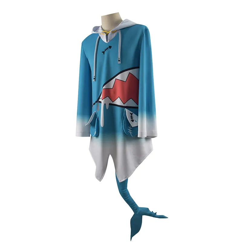 Gawr Gura Cosplay Hololive Virtual Vtuber Costume Cute Blue Shark Coat Hoodie