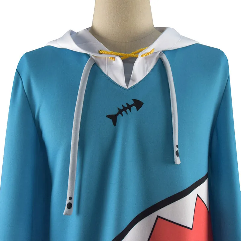 Gawr Gura Cosplay Hololive Virtual Vtuber Costume Cute Blue Shark Coat Hoodie