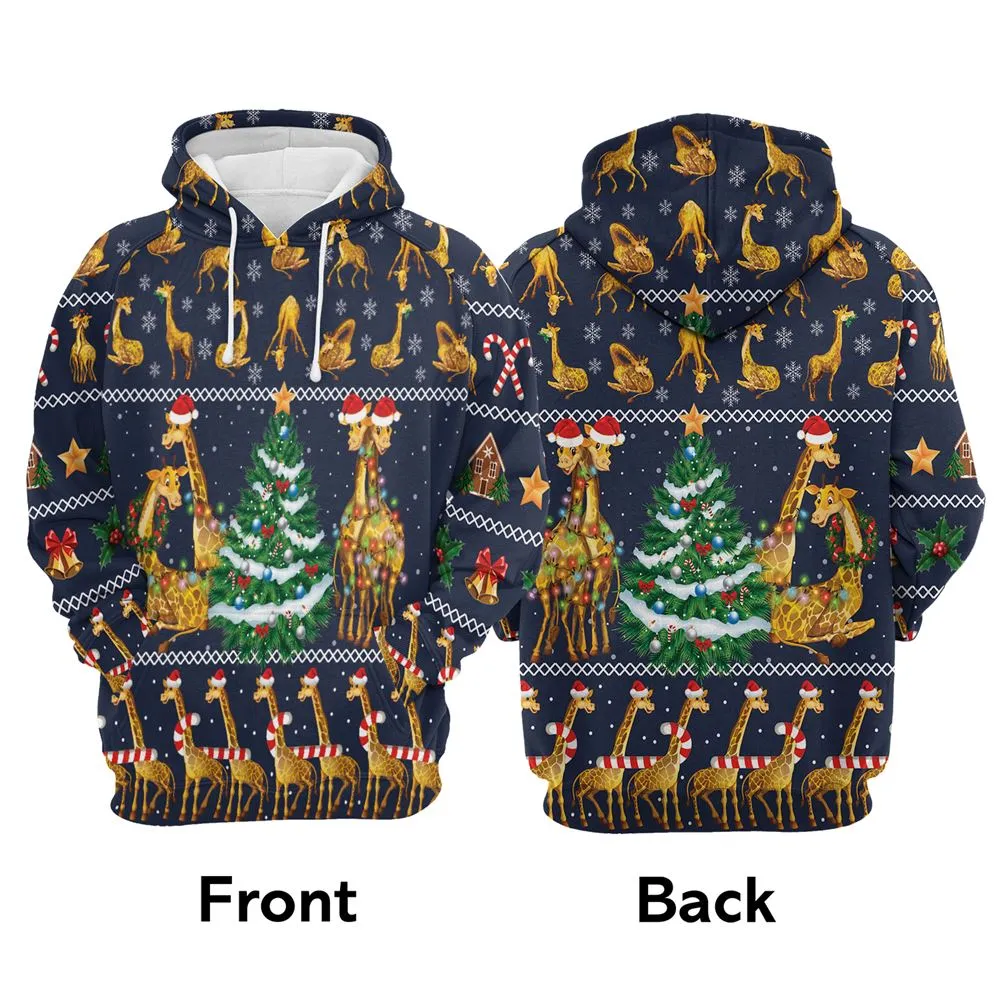 Giraffe Christmas Tree All Over Print 3D Hoodie For Men And Women, Best Gift For Dog lovers, Best Outfit Christmas