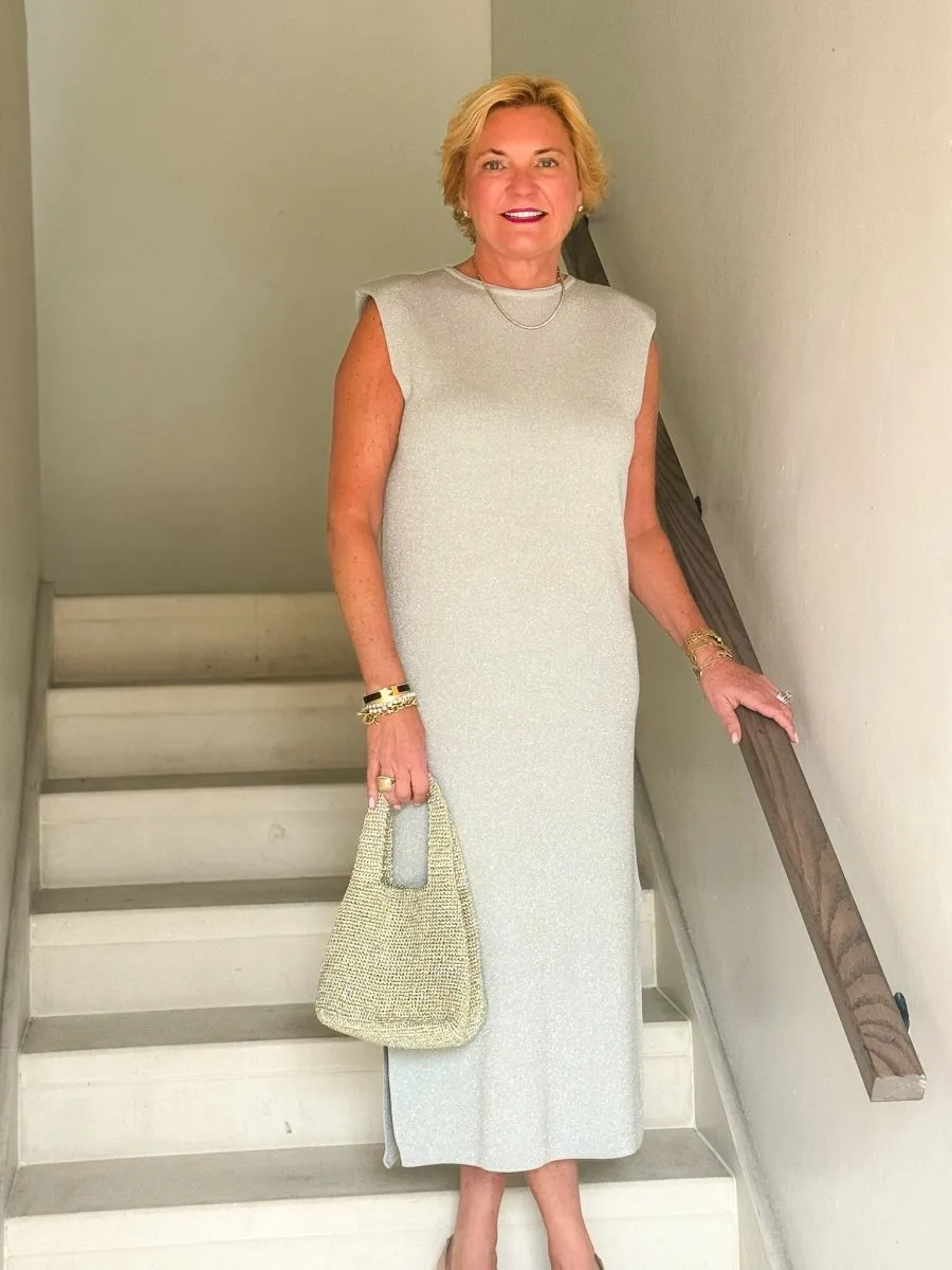 Glitter Knit Dress | Silver
