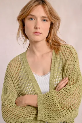 Iridescent Semi-Transparent Mesh Cardigan