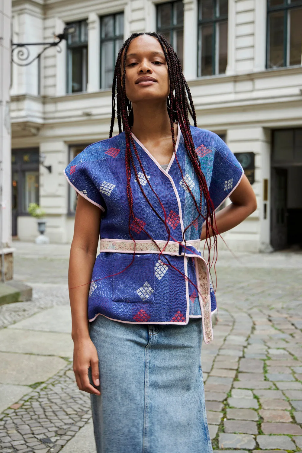 kantha reversible vest navya