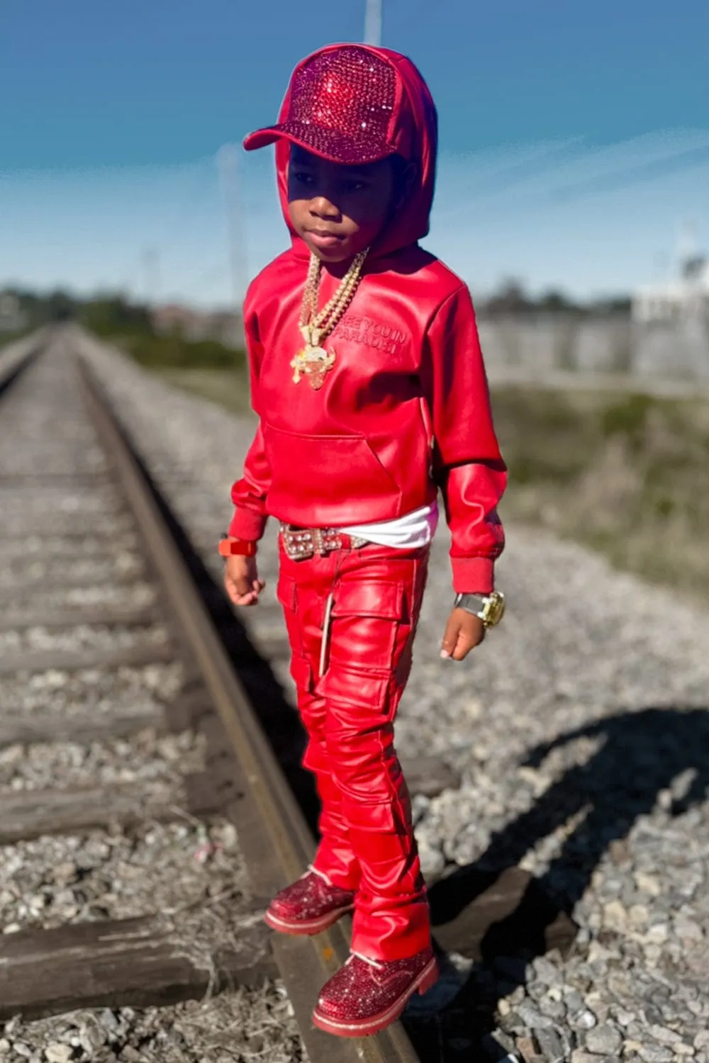 Kids Thriller Pullover Hoodie (Red)
