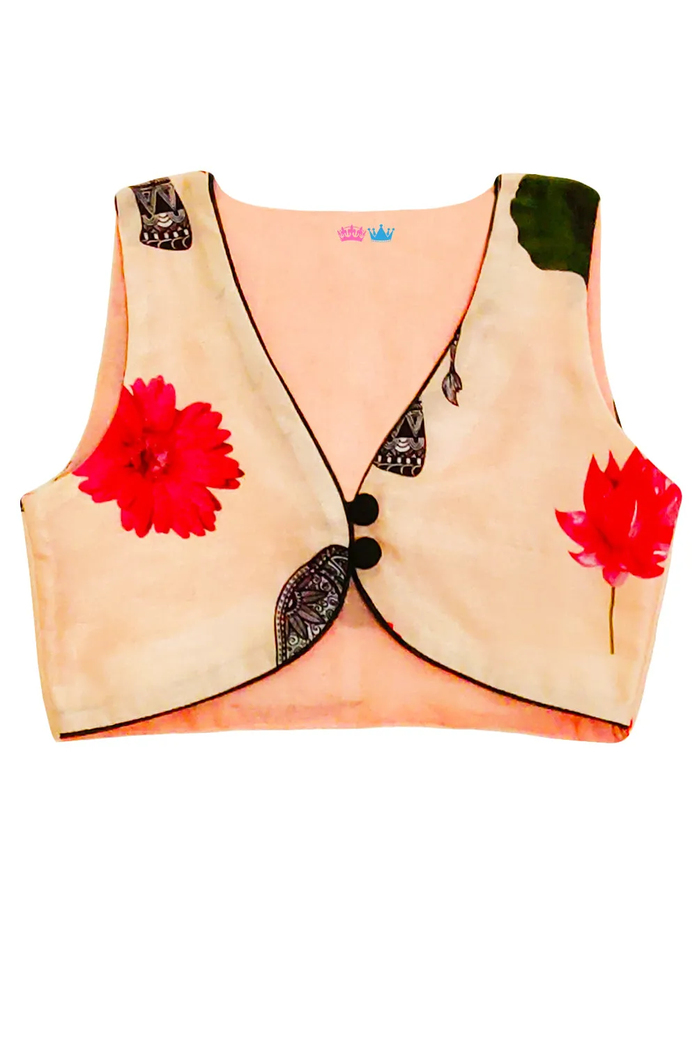 Kurta pyjama with elephant and lotus print jacket