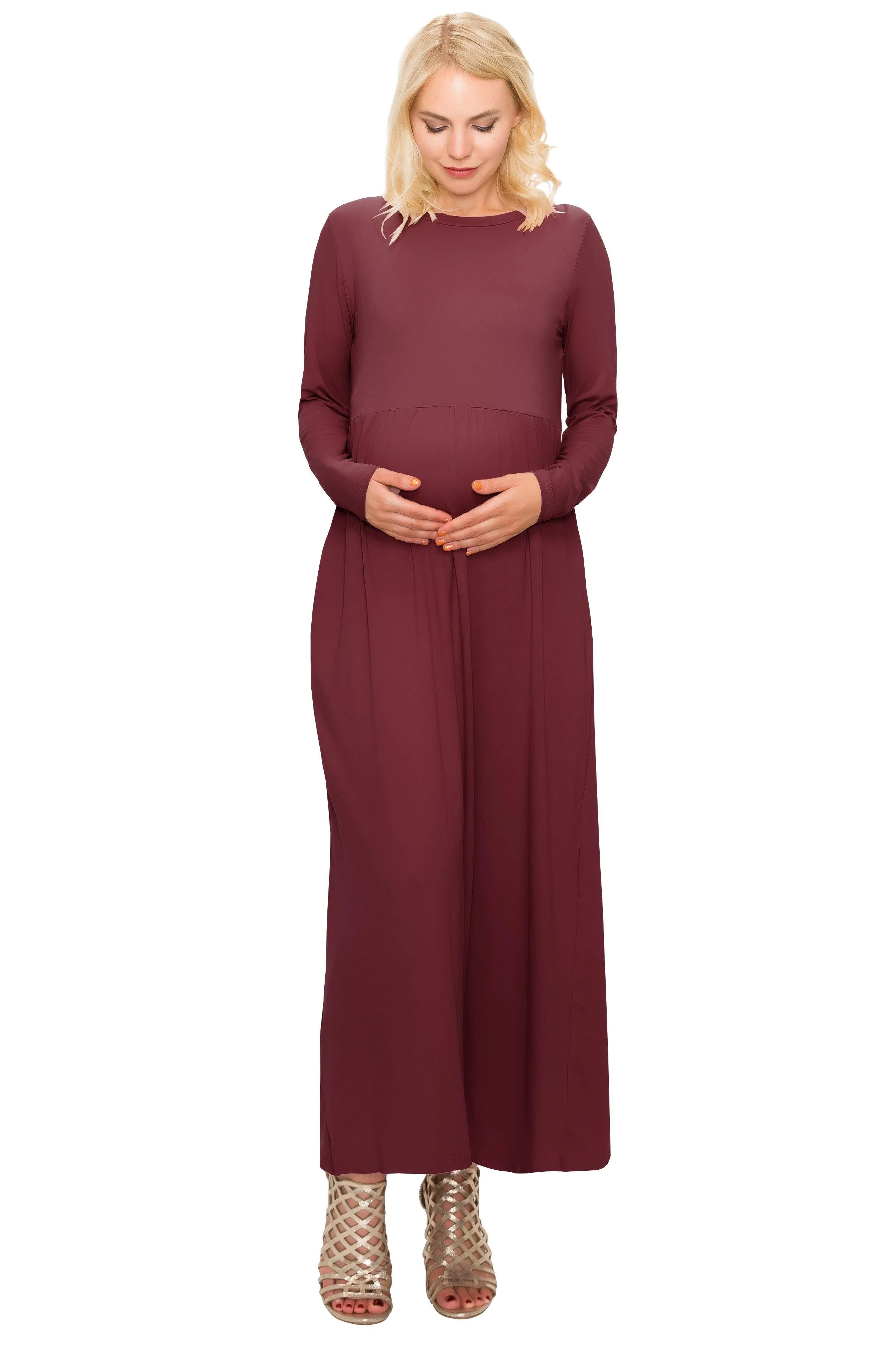 Maternity Maxi Dress -Long Sleeve Maternity Dress