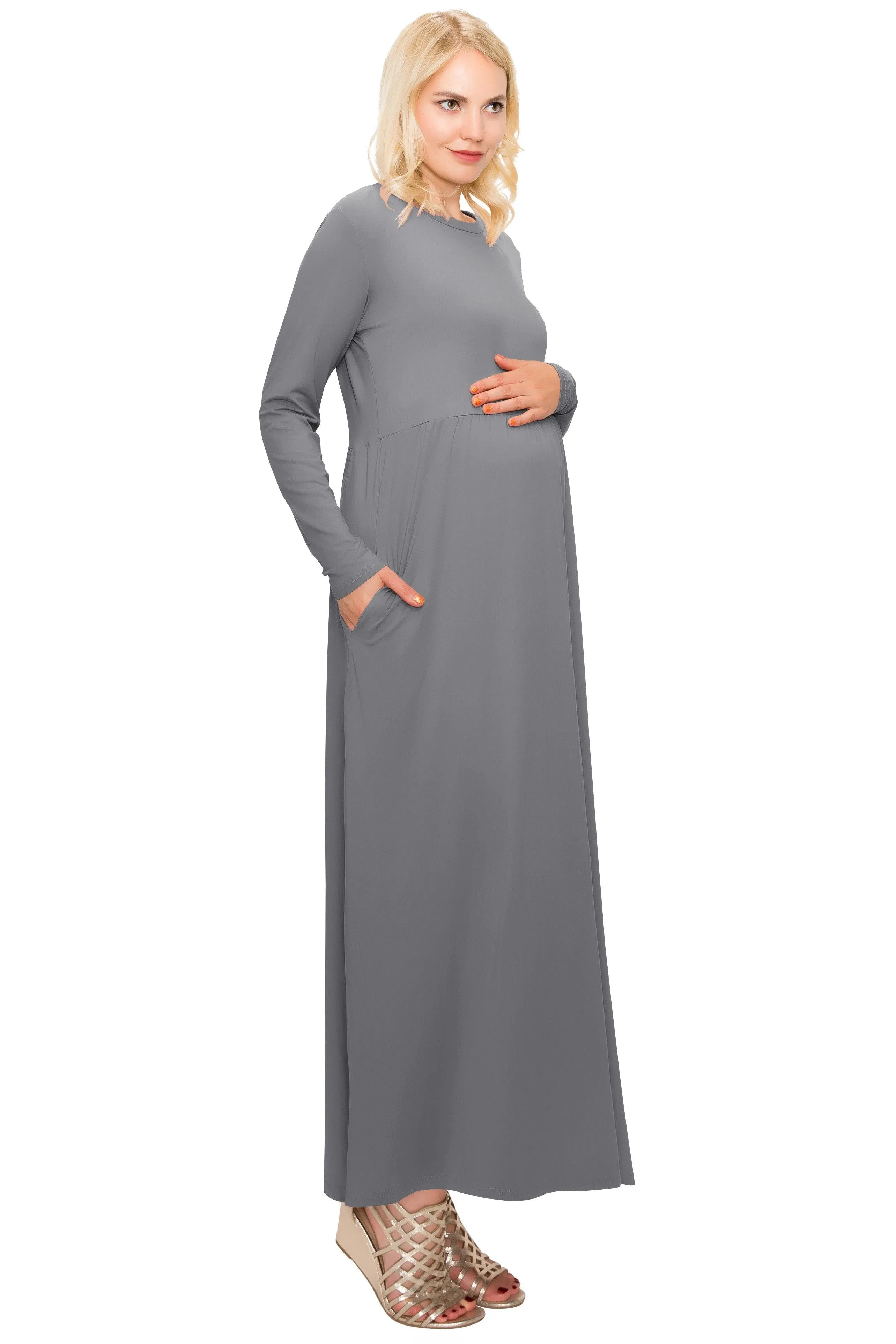 Maternity Maxi Dress -Long Sleeve Maternity Dress