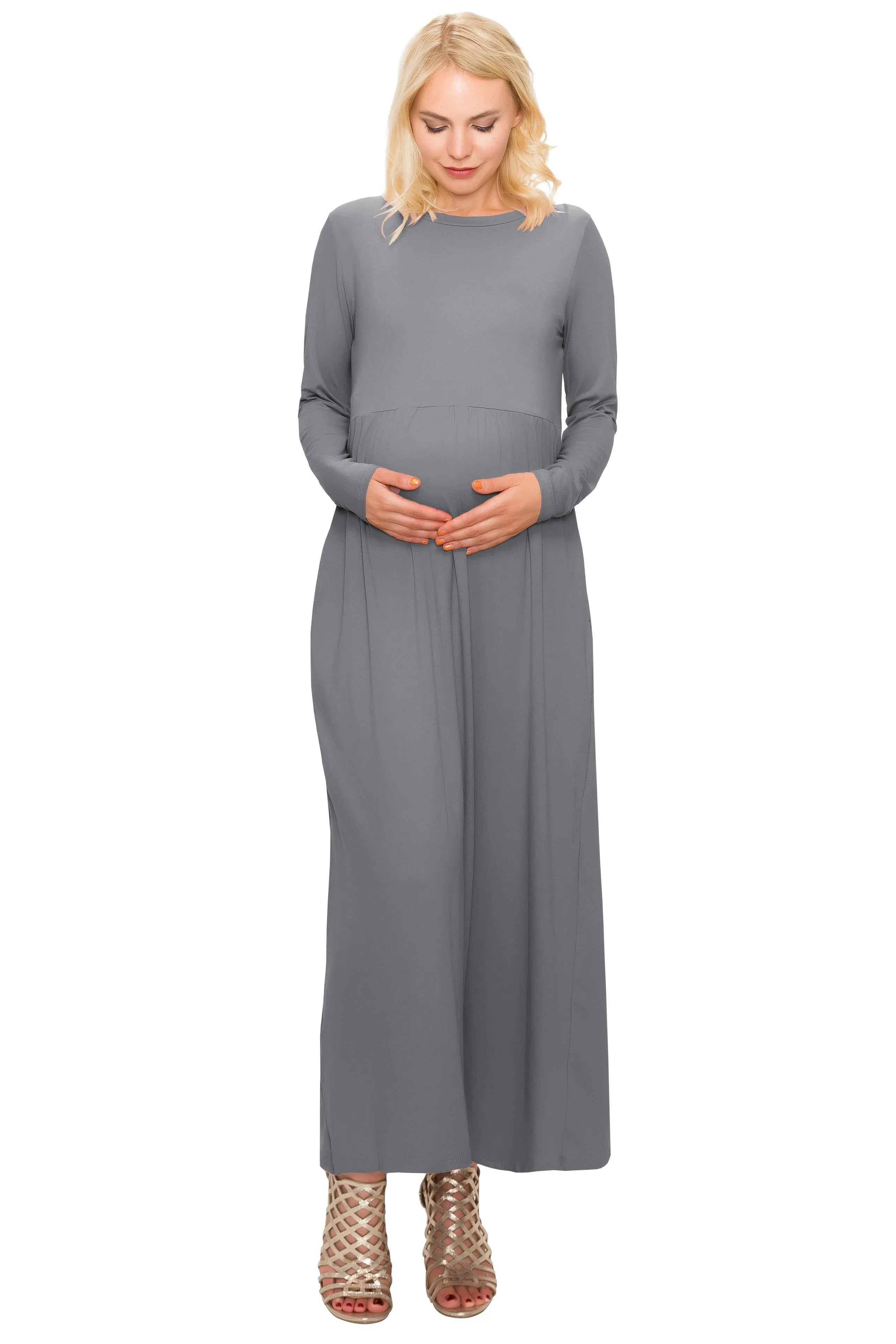 Maternity Maxi Dress -Long Sleeve Maternity Dress