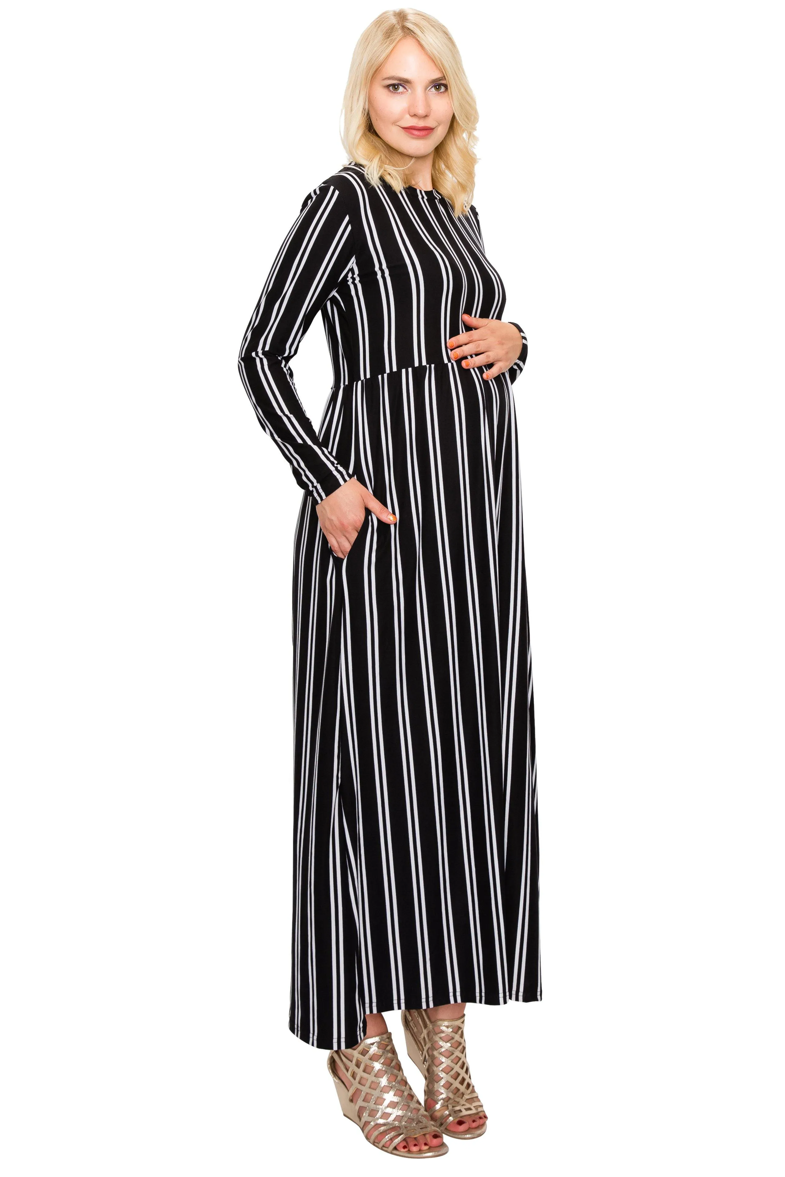 Maternity Maxi Dress -Long Sleeve Maternity Dress