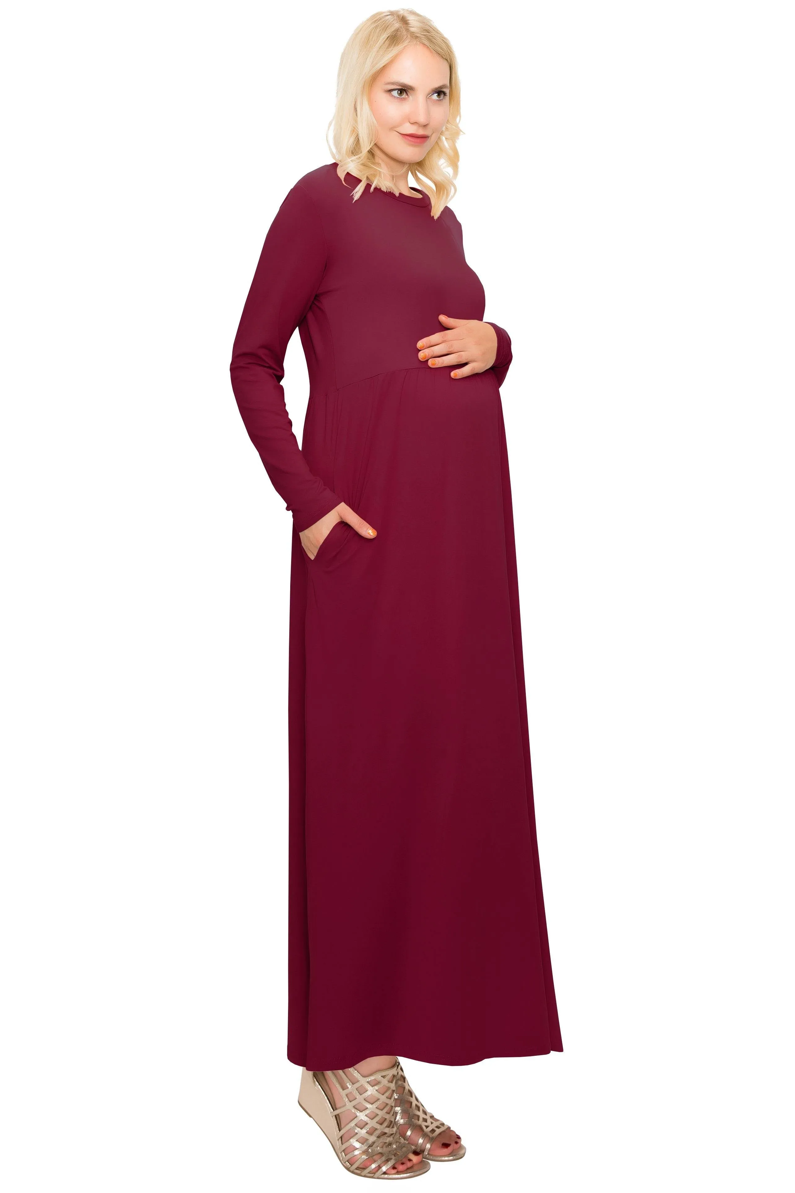 Maternity Maxi Dress -Long Sleeve Maternity Dress