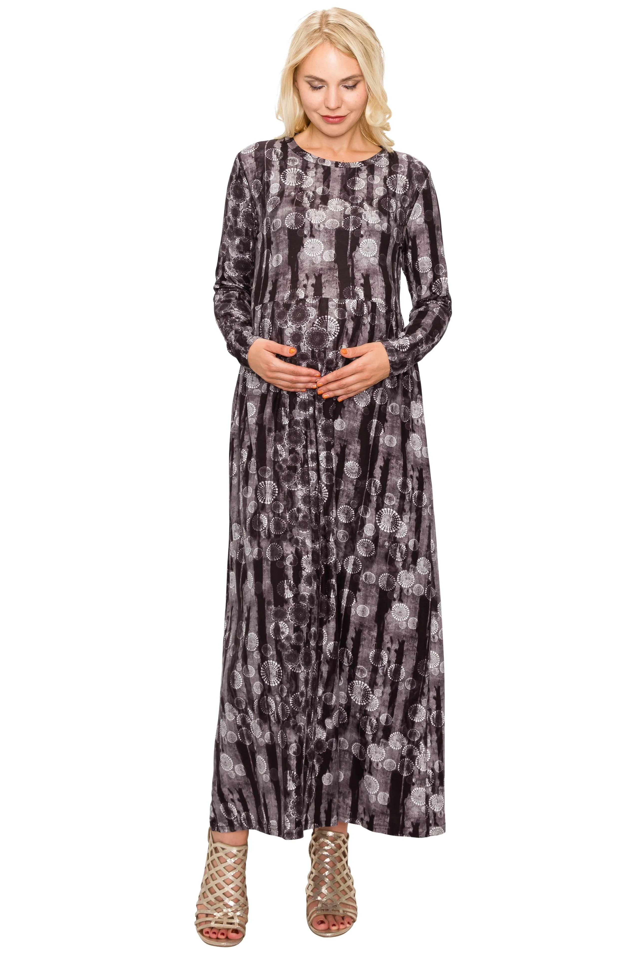 Maternity Maxi Dress -Long Sleeve Maternity Dress