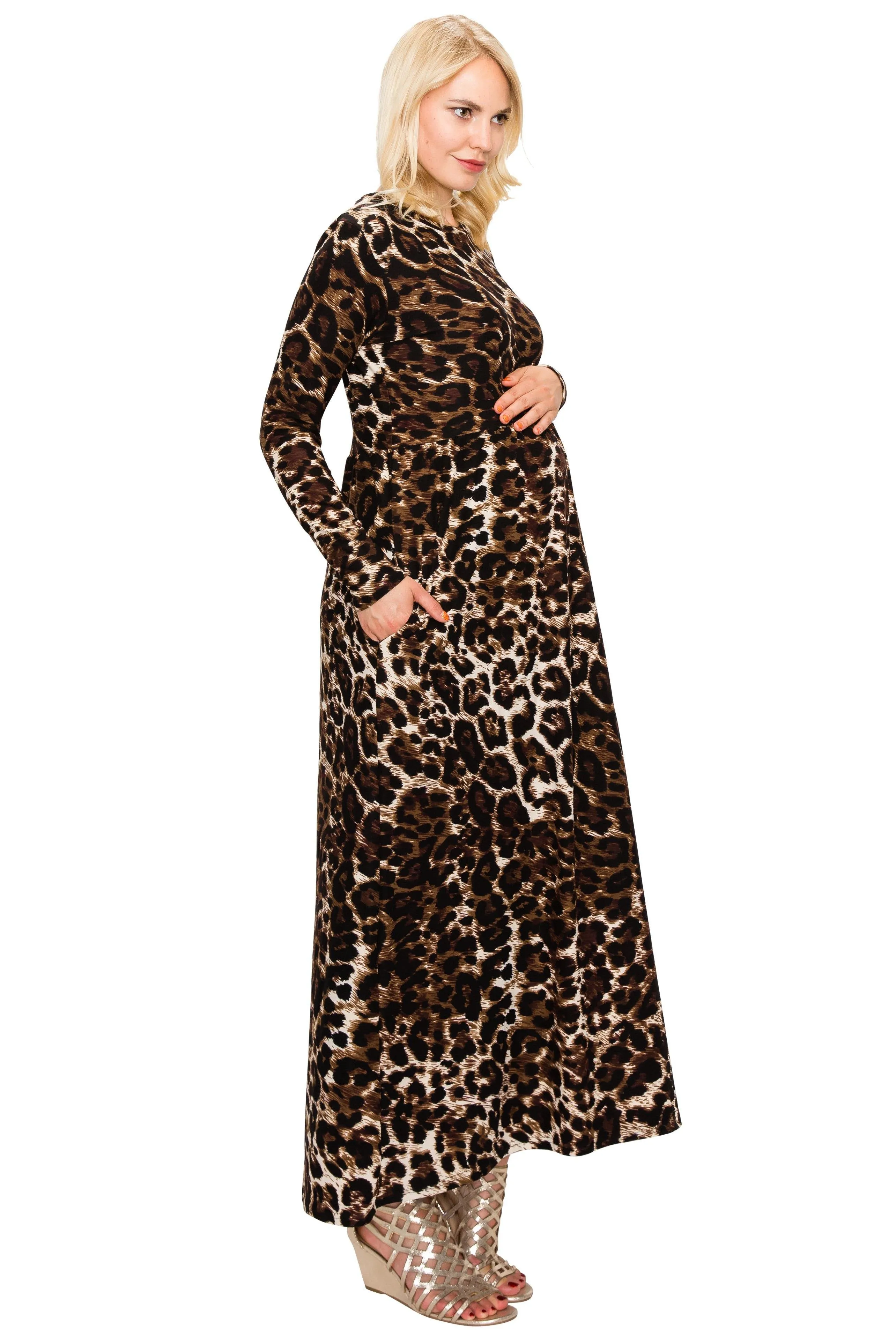 Maternity Maxi Dress -Long Sleeve Maternity Dress