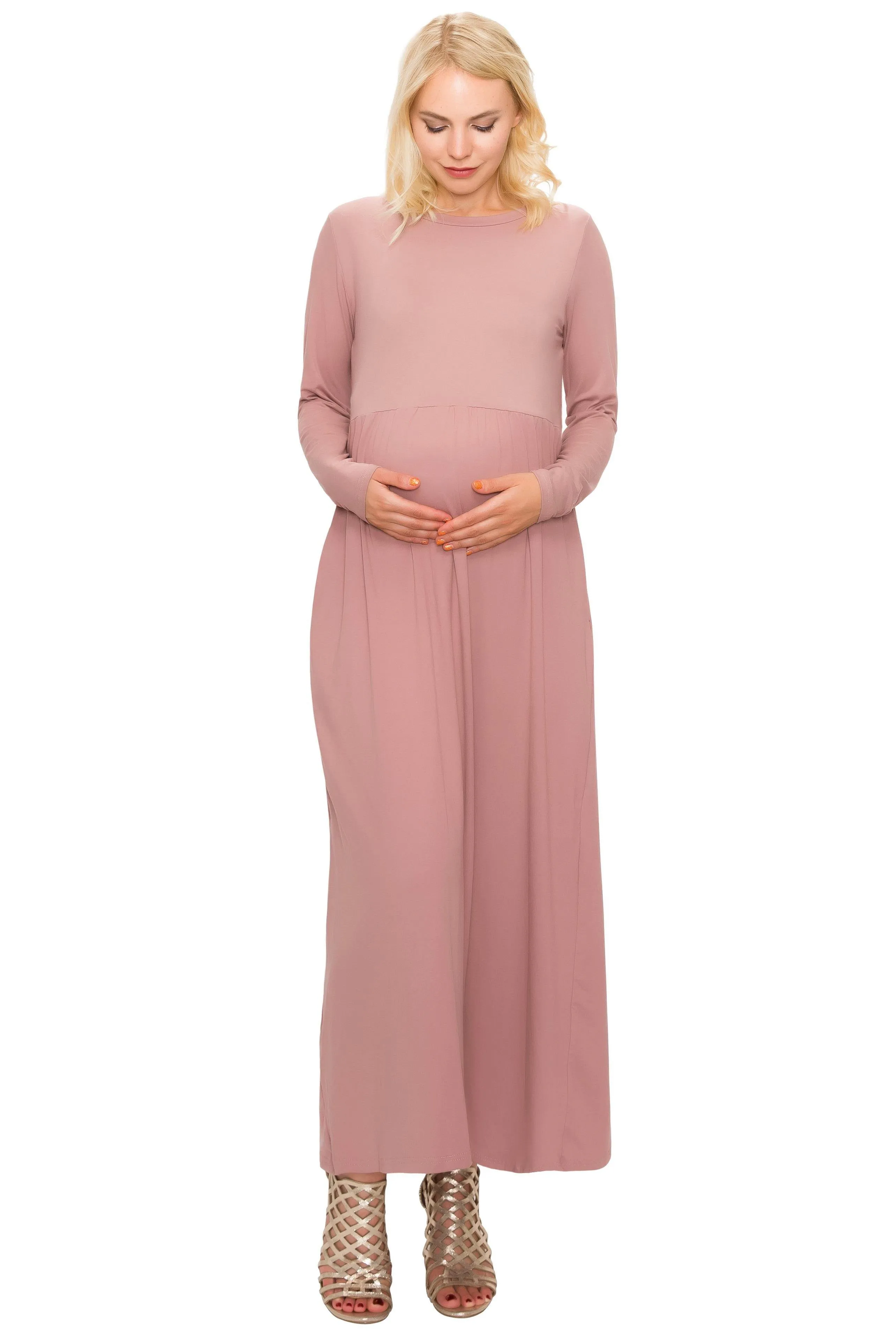 Maternity Maxi Dress -Long Sleeve Maternity Dress