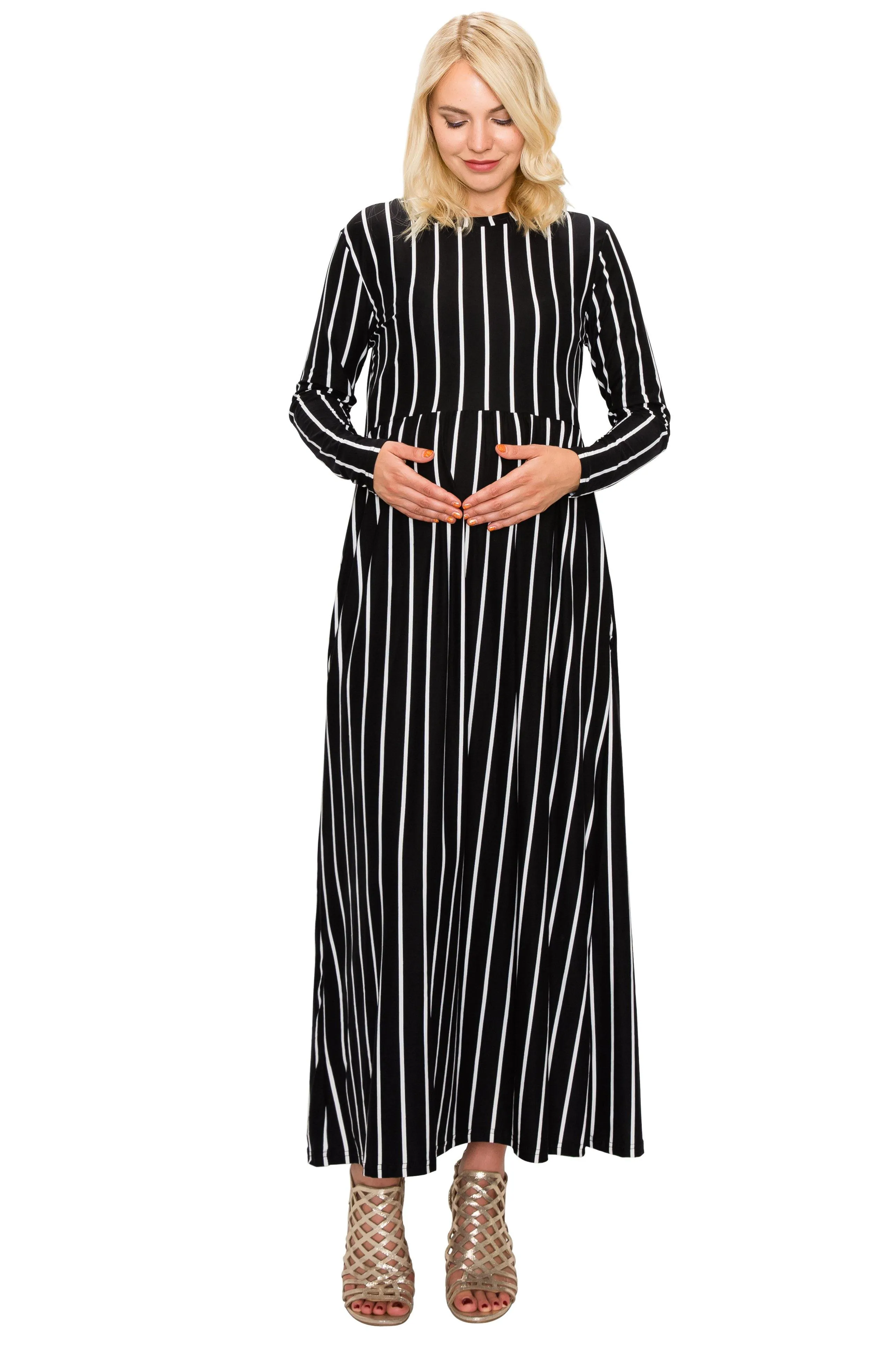 Maternity Maxi Dress -Long Sleeve Maternity Dress