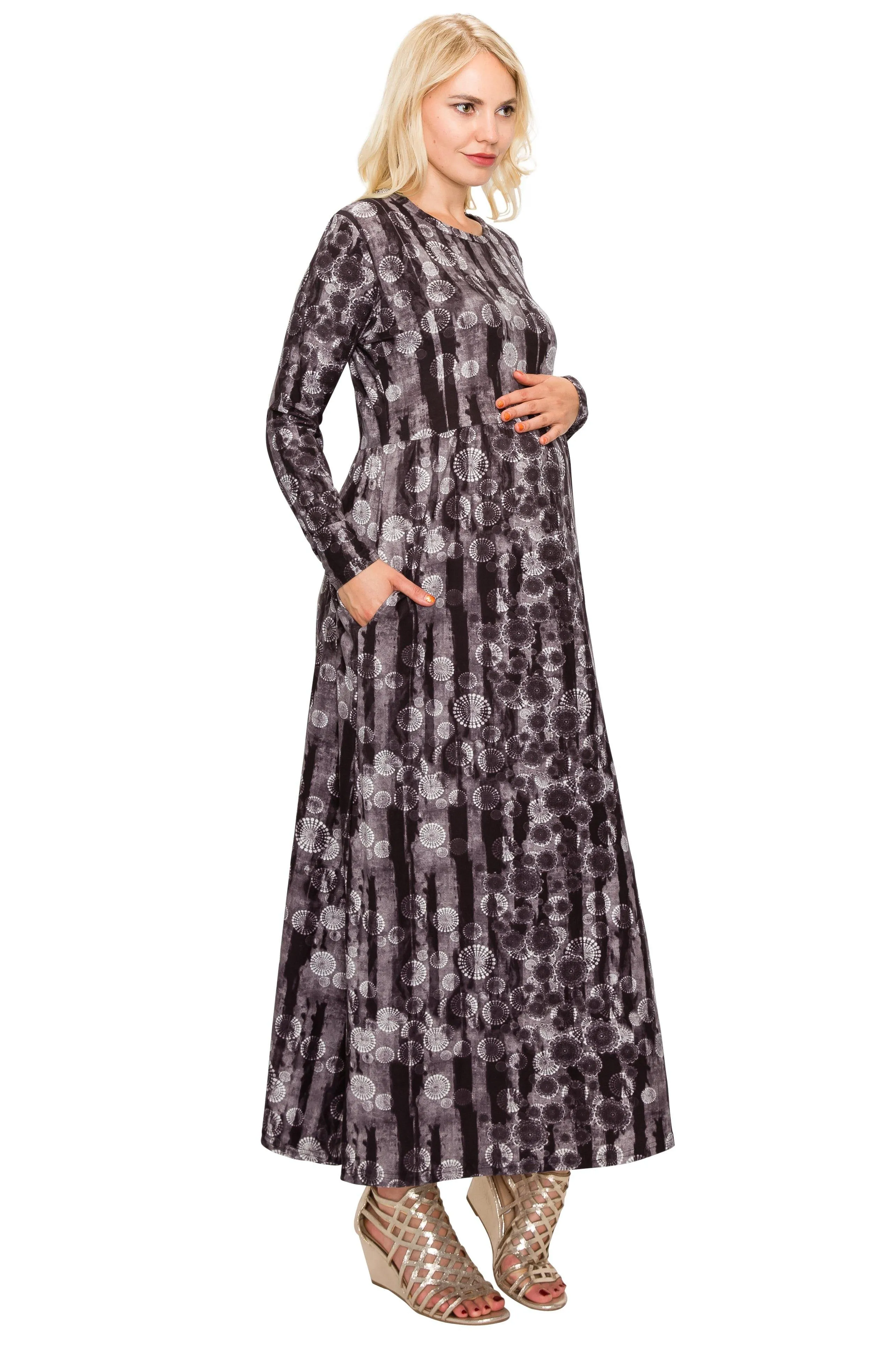 Maternity Maxi Dress -Long Sleeve Maternity Dress