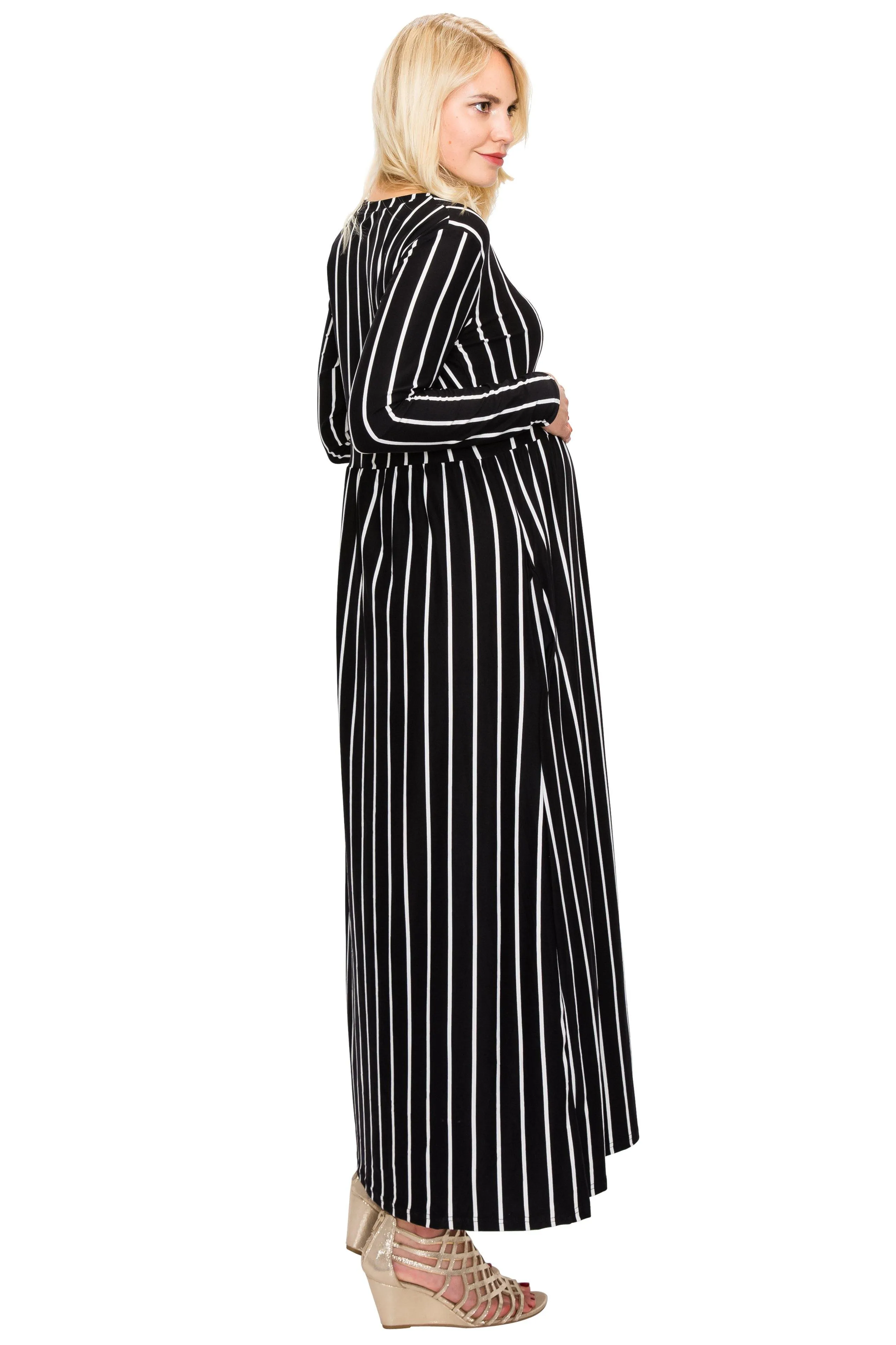 Maternity Maxi Dress -Long Sleeve Maternity Dress