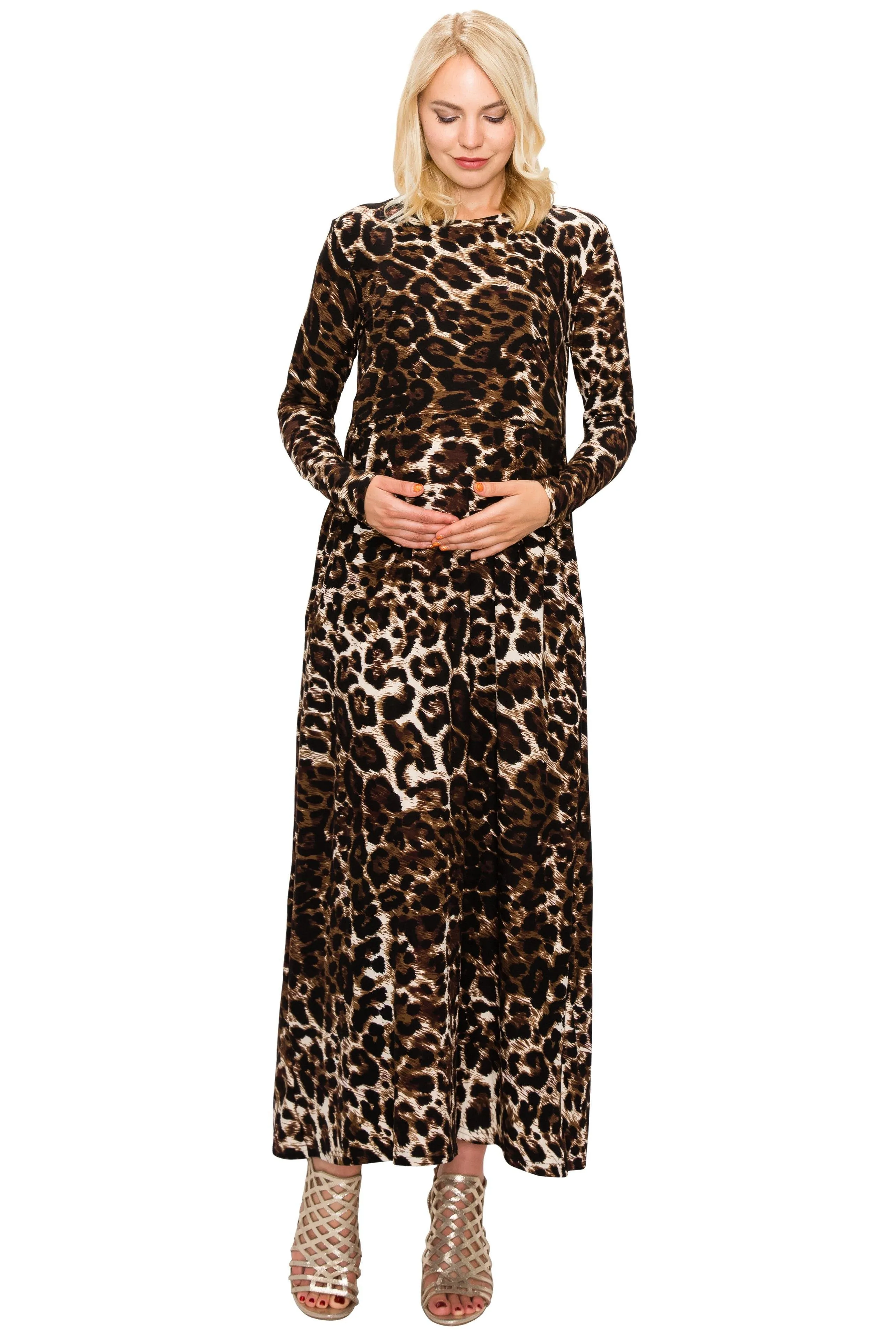Maternity Maxi Dress -Long Sleeve Maternity Dress