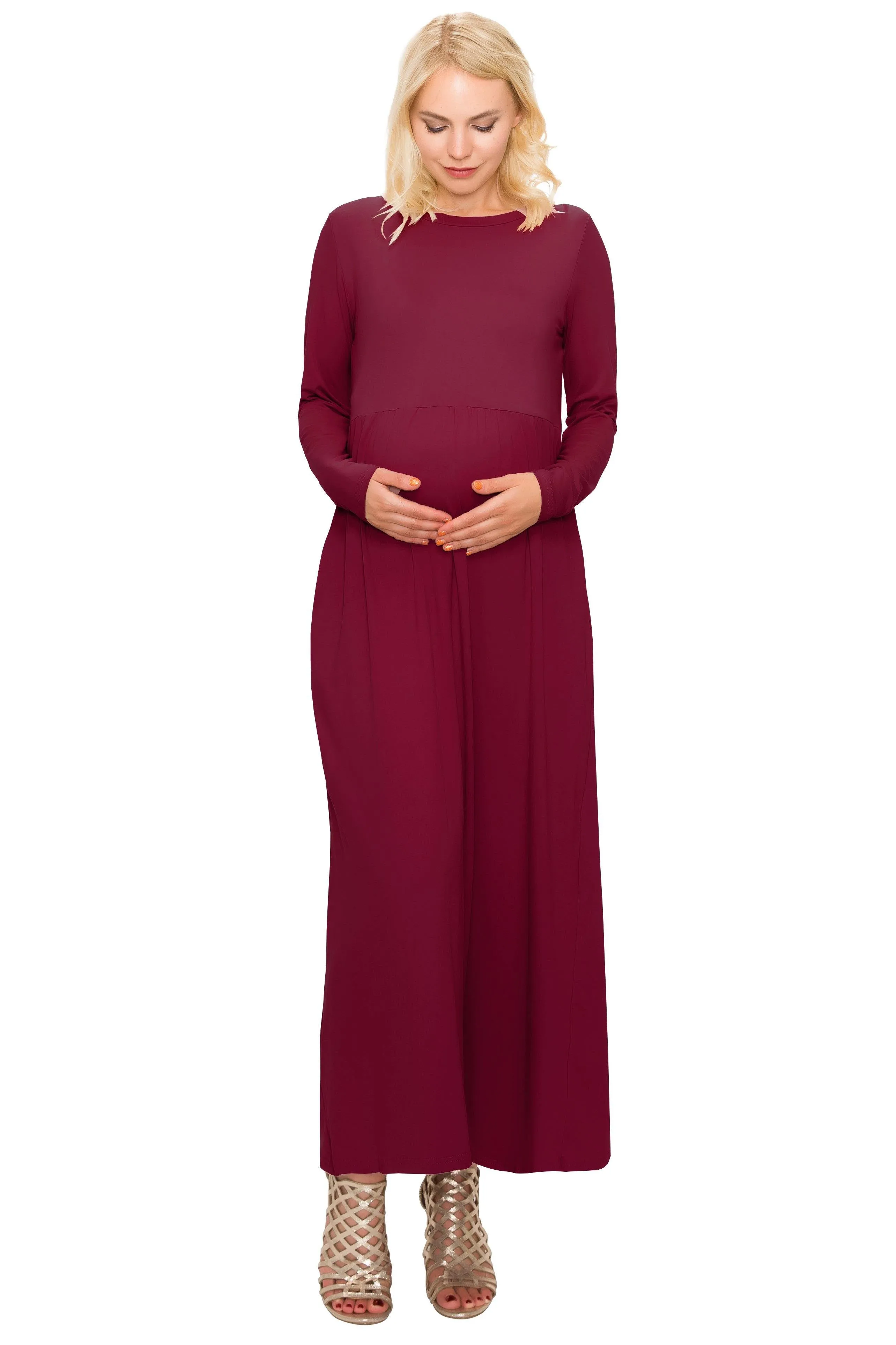 Maternity Maxi Dress -Long Sleeve Maternity Dress