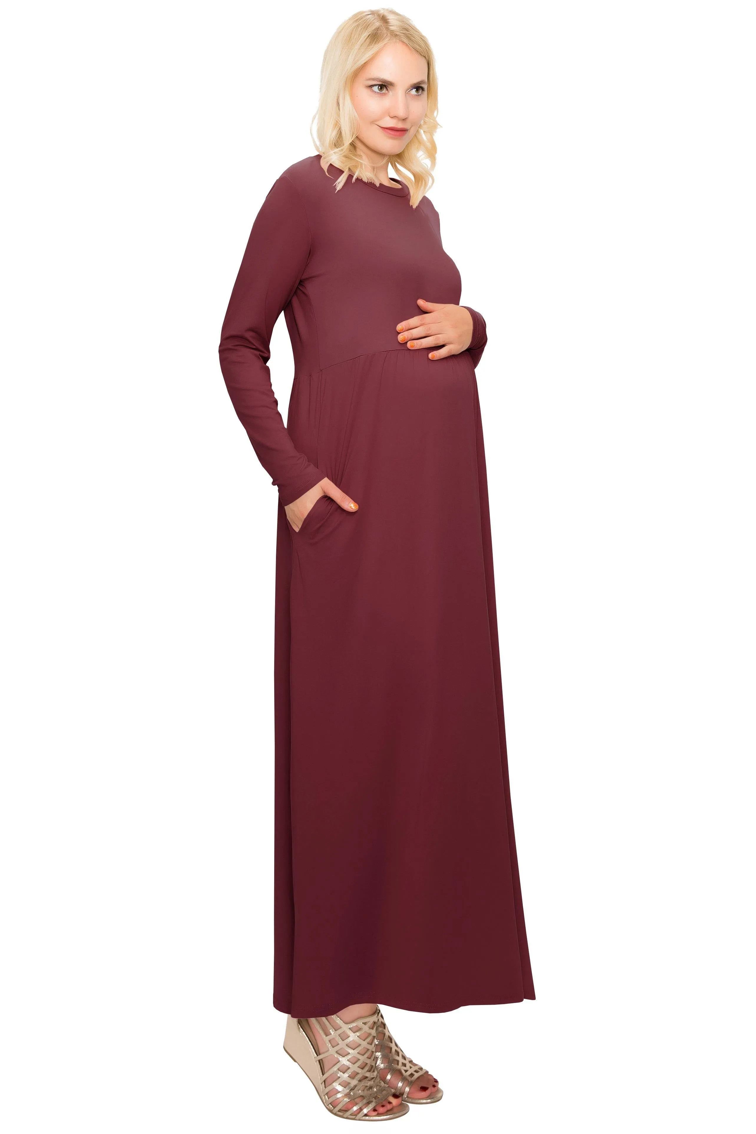 Maternity Maxi Dress -Long Sleeve Maternity Dress