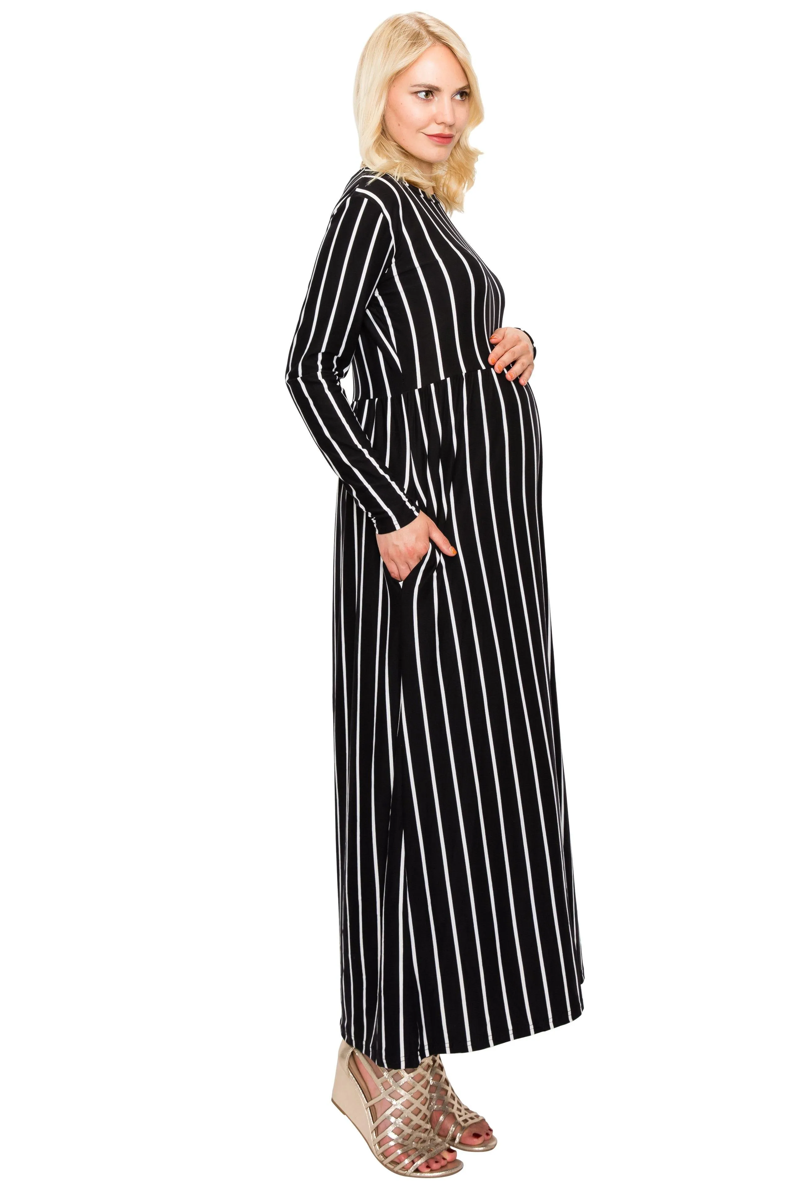 Maternity Maxi Dress -Long Sleeve Maternity Dress