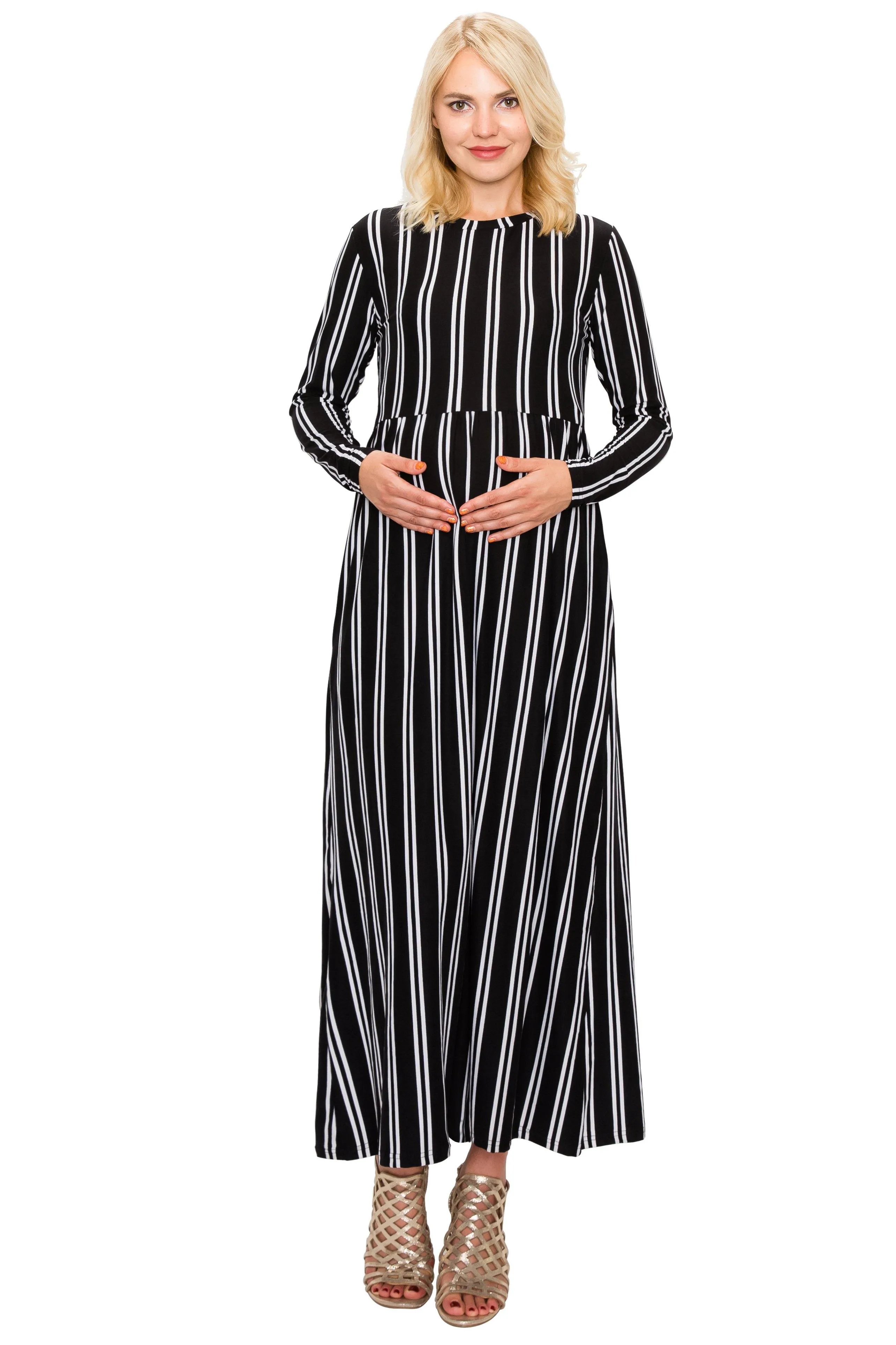 Maternity Maxi Dress -Long Sleeve Maternity Dress