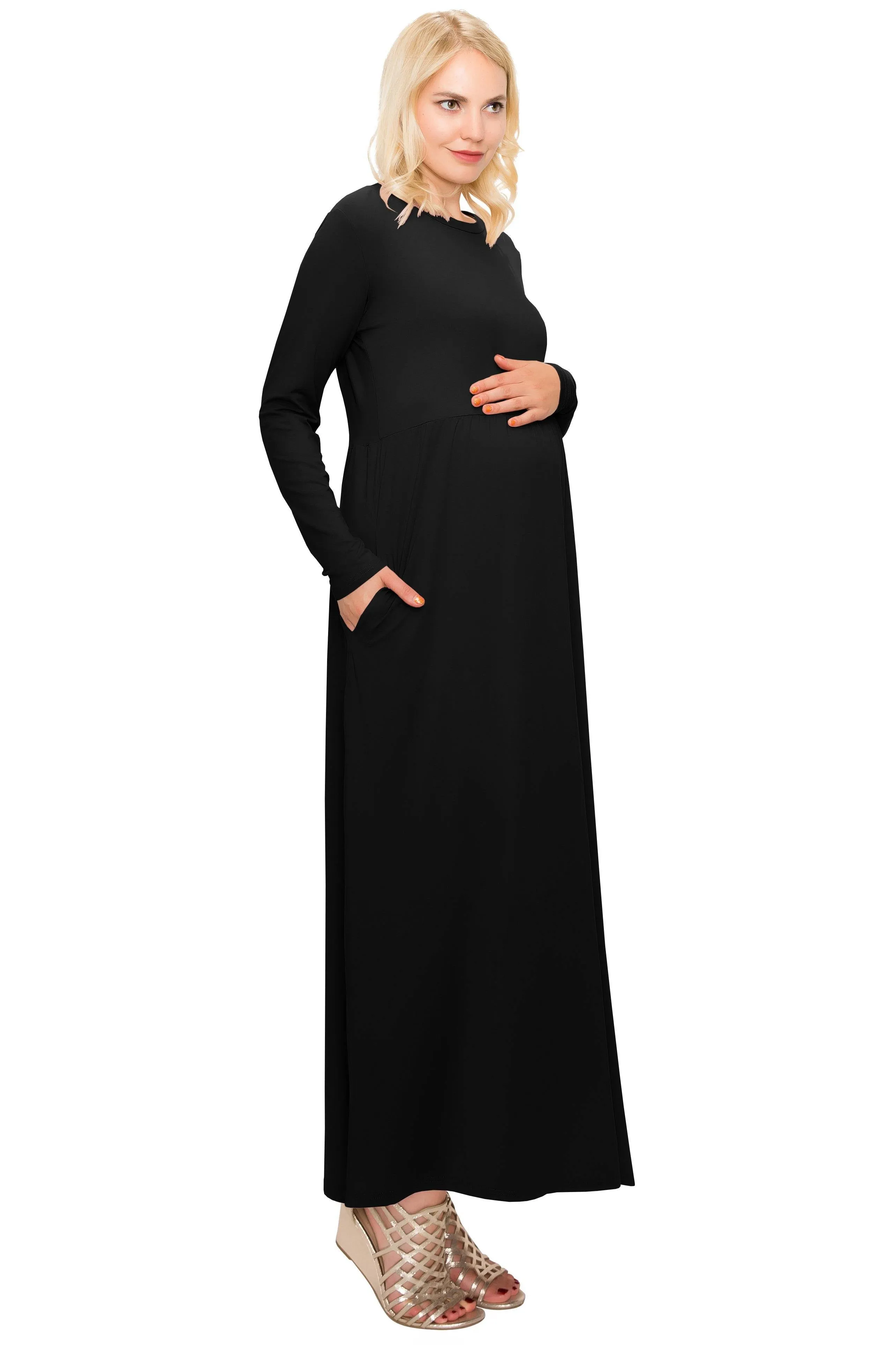 Maternity Maxi Dress -Long Sleeve Maternity Dress