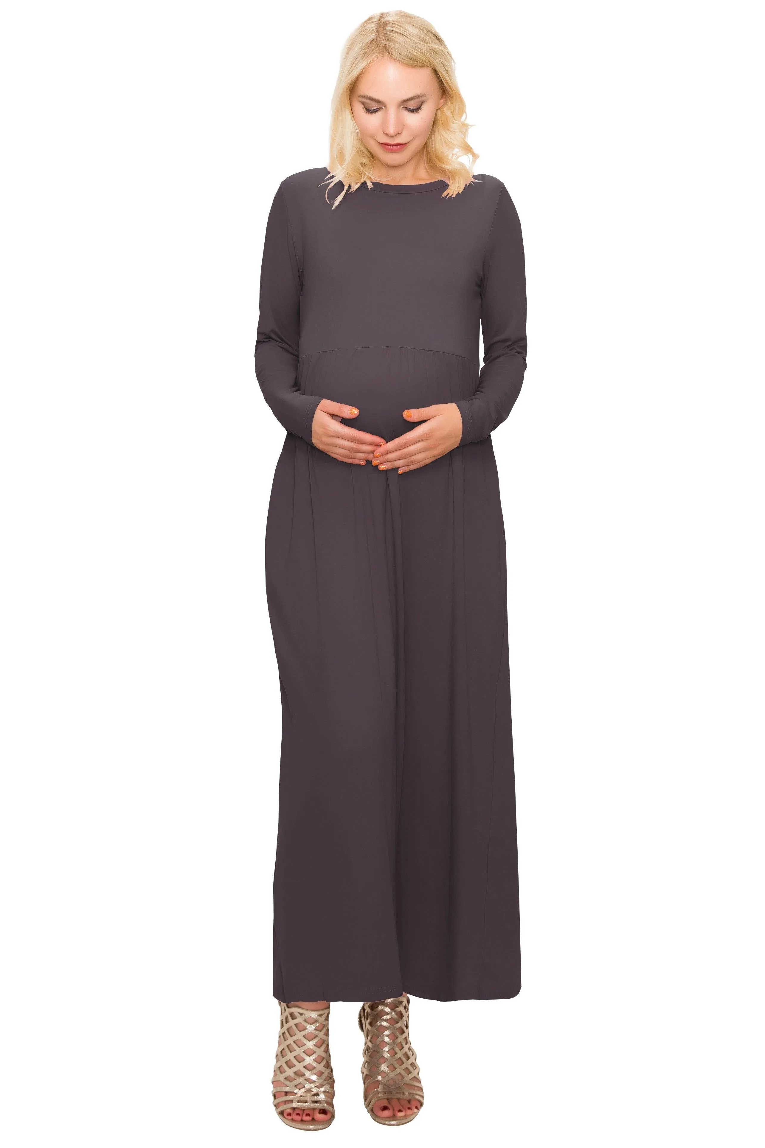 Maternity Maxi Dress -Long Sleeve Maternity Dress