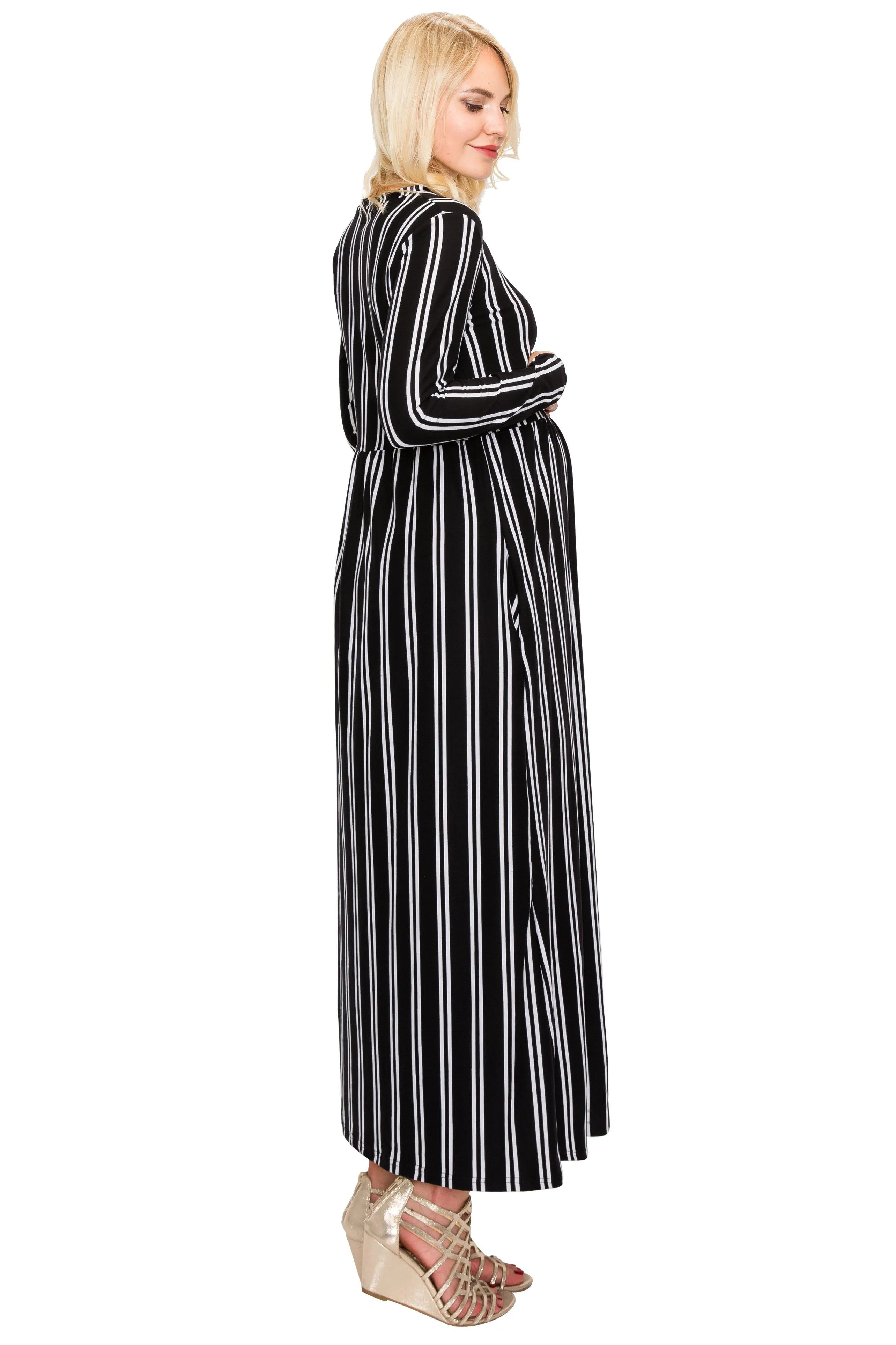 Maternity Maxi Dress -Long Sleeve Maternity Dress