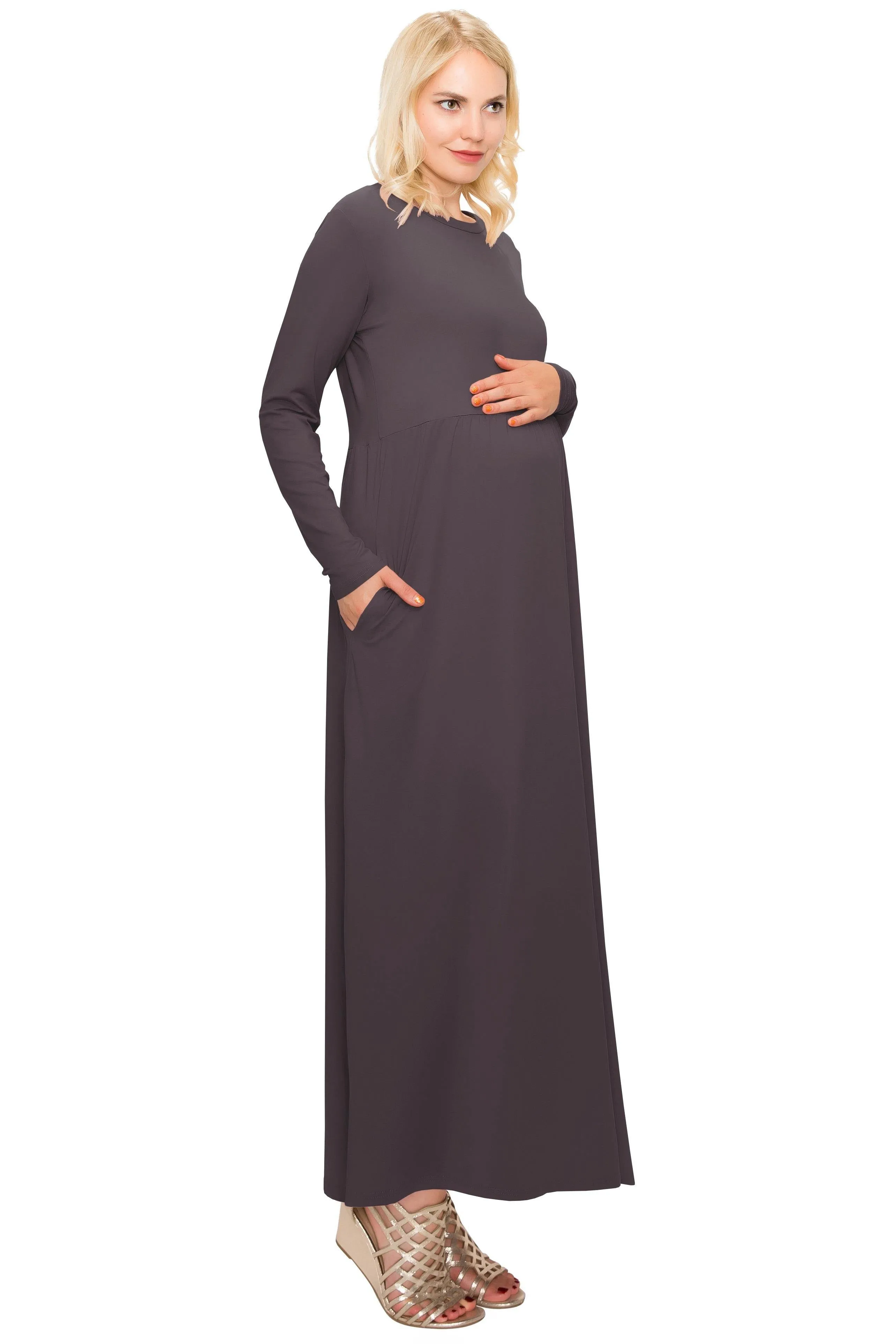 Maternity Maxi Dress -Long Sleeve Maternity Dress