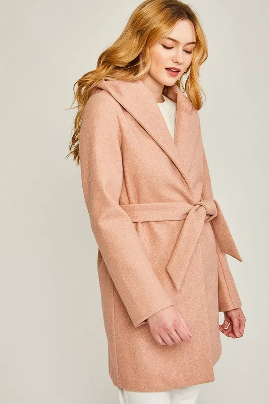 Mauve JQ Fleece Belted Hoodie Coat
