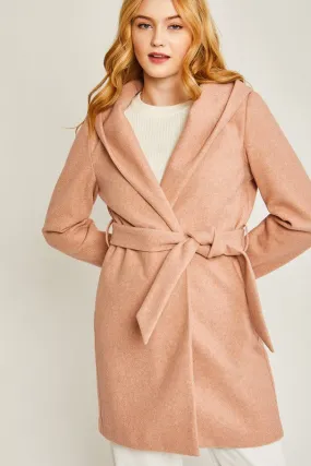 Mauve JQ Fleece Belted Hoodie Coat