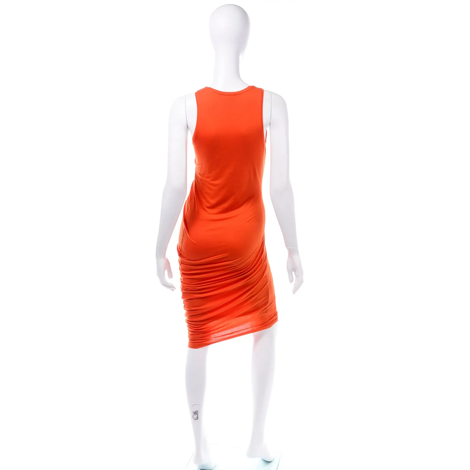 McQ Alexander McQueen Orange Stretch Knit Zipper Dress