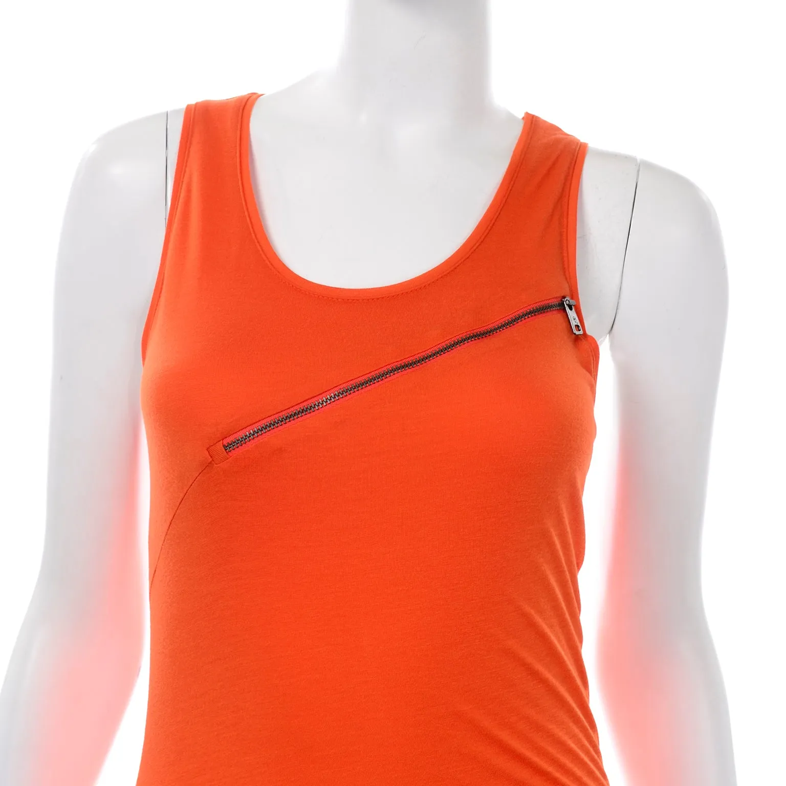 McQ Alexander McQueen Orange Stretch Knit Zipper Dress