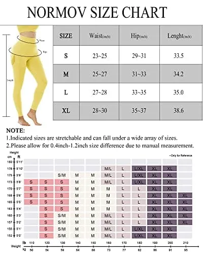 NORMOV Butt Lifting Workout Leggings for Women, Seamless High Waist Gym Yoga Pants Yellow
