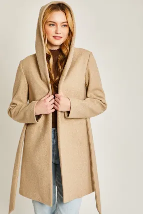 Oatmeal JQ Fleece Belted Hoodie Coat